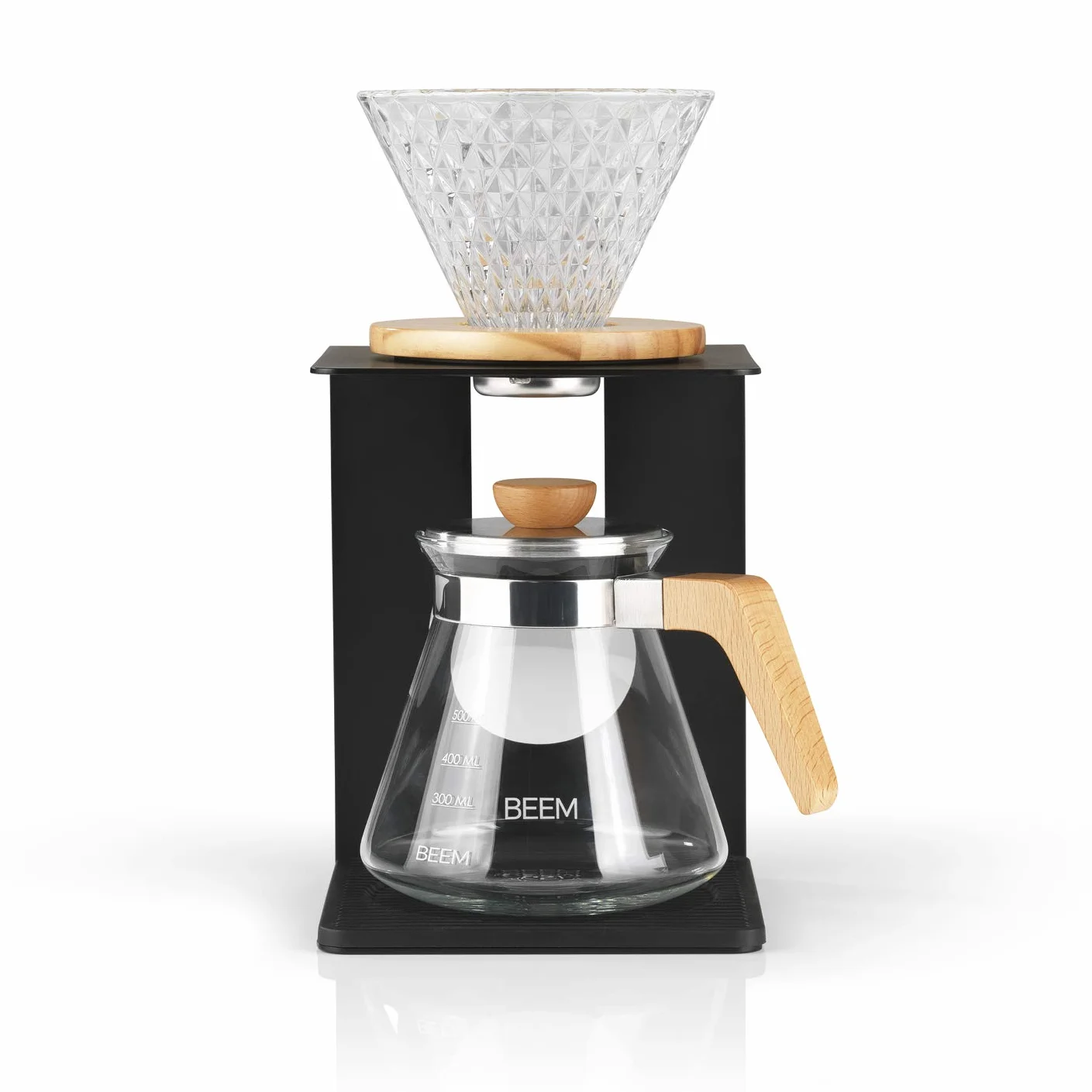 BEEM POUR OVER zestaw zaparzaczy do kawy na 4 filiżanki | w zestawie szklany filtr ręczny i szklany dzbanek z pokrywką | do ręcznego parzenia kawy w tradycyjny sposób | eleganckie i nowoczesne