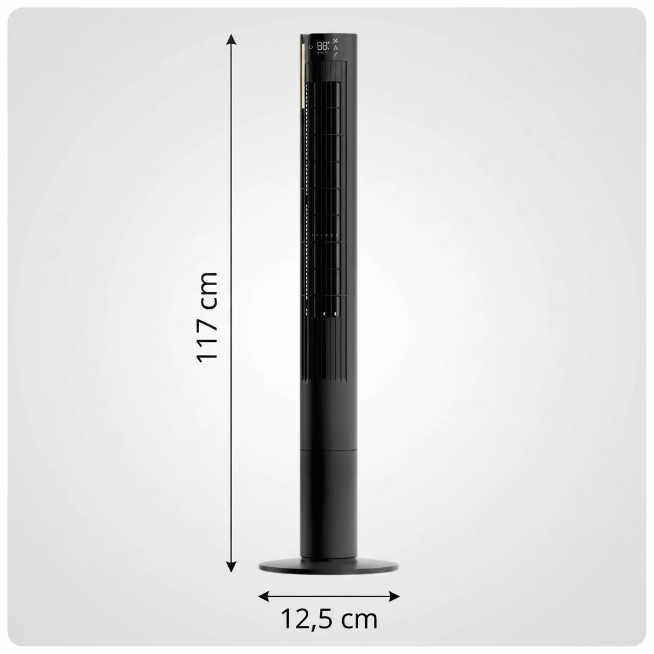 Wentylator kolumnowy 115cm WiFi Tuya, Jonizator i Pojemnik na zapach, Potężny wiatr 8,5m/s, Lampka nocna, Oscylacja, Timer 12h, Wyświetlacz LED, Cichy wentylator stojący, Czarny