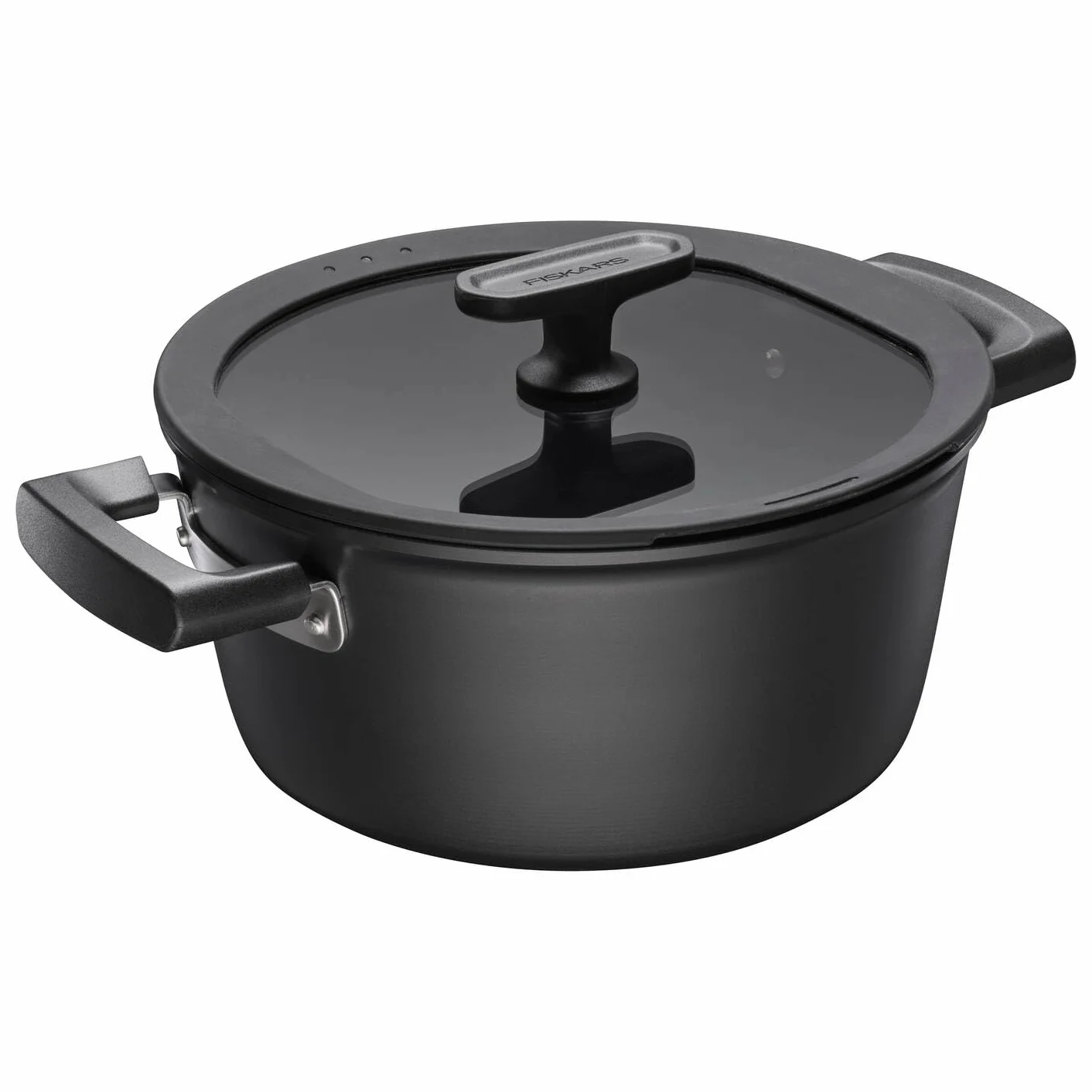Fiskars Rondel z pokrywką, Hard Face, średnica 22 cm, pojemność: 3,5 litra, odpowiedni do wszystkich płyt grzewczych, powłoka nieprzywierająca, odporny na zarysowania, aluminium/plastik, 1075526