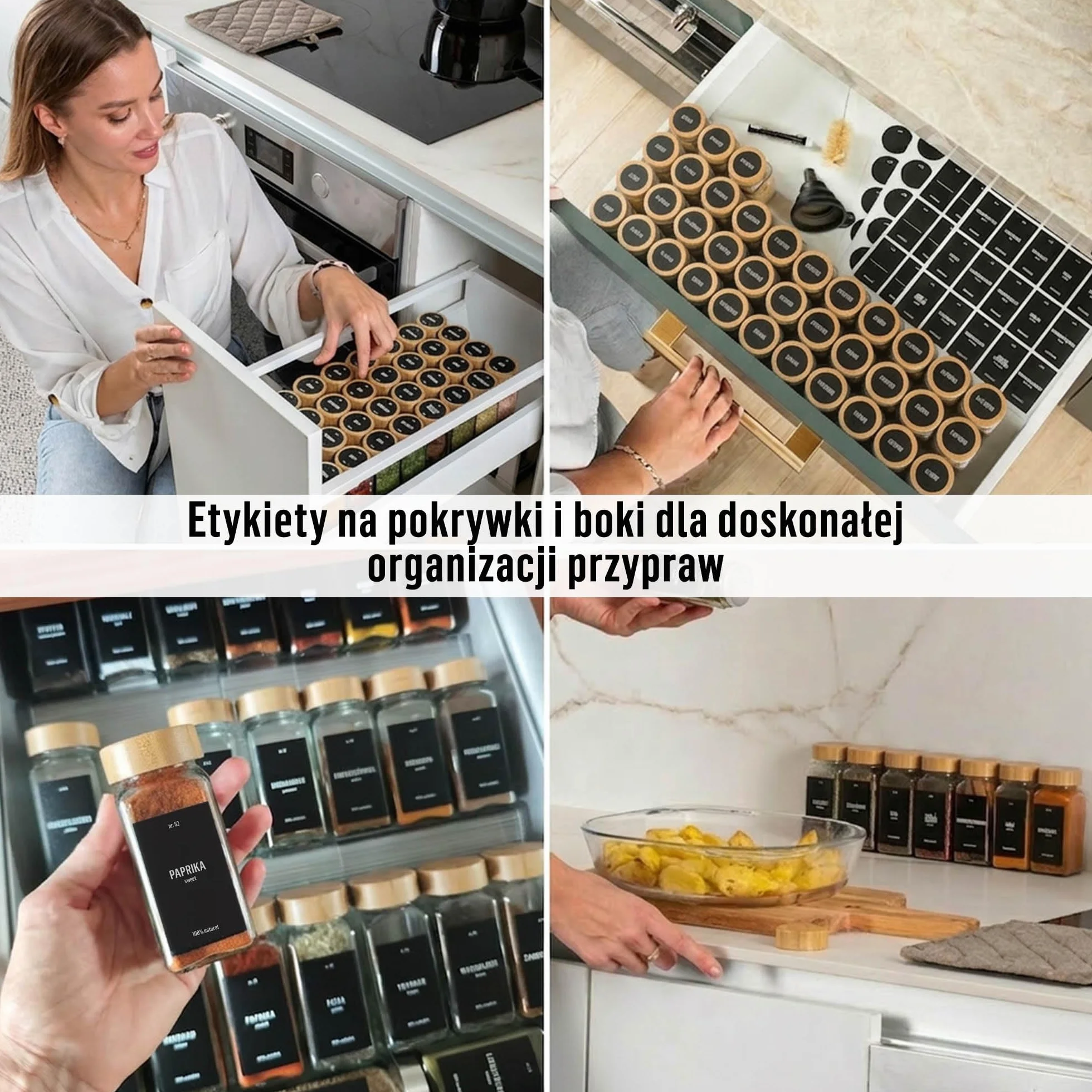 Deco haus® Słoiczki na Przyprawy z Nakrętką - Zestaw 36 sztuk - Różne Nasadki do Wytrząsarek, Lejek, Pędzelek, Etykiety i Kreda - Idealne do Naszych 4 Stojaków na Przyprawy - 120 ml, 10,8 x 4,5 cm