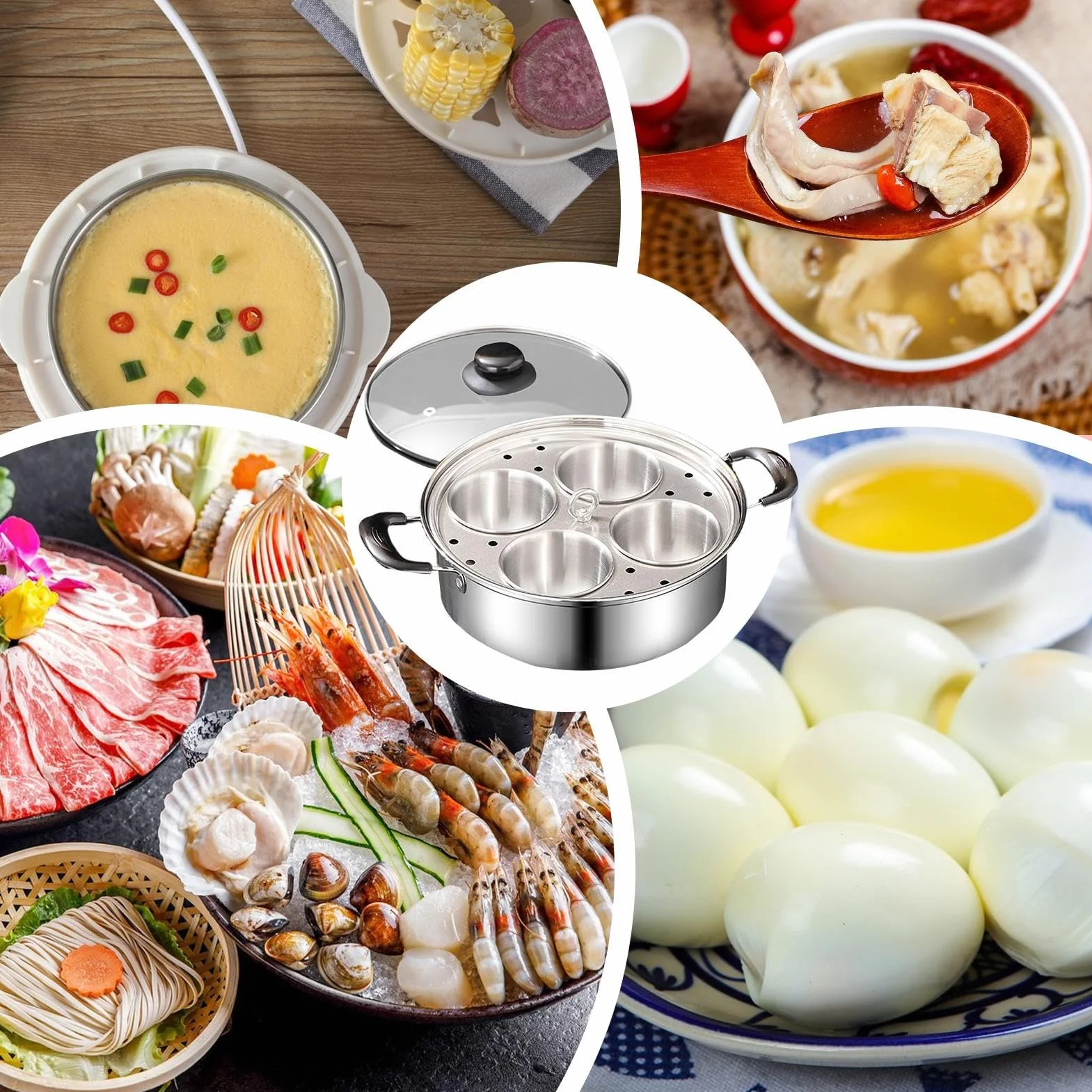 Stainless Steel Egg Poacher, 4-Cup Non-Stick Steamer, 7.87-Inch Diameter Poached Egg Maker, Rust-Resistant Kitchen Cooker, Elegant Breakfast Pan with Modern Style, Cooking Gear for Brunch