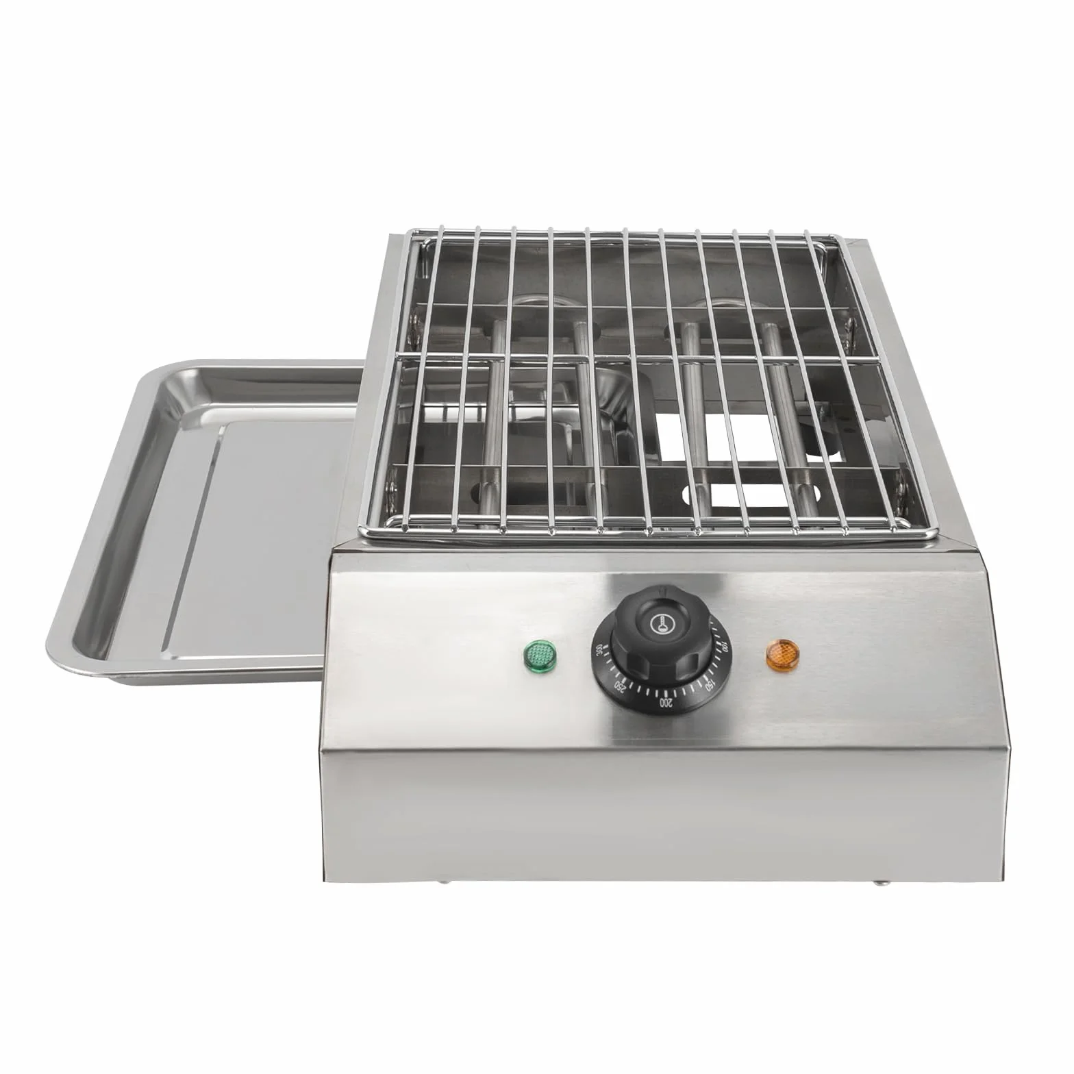 Elektryczny grill stołowy, 2,6 kW, z tacką ociekową oleju, 50-300°C, rozmiar rusztu 25,5 x 42,5 cm, niezależny ruszt do grillowania, zdejmowany