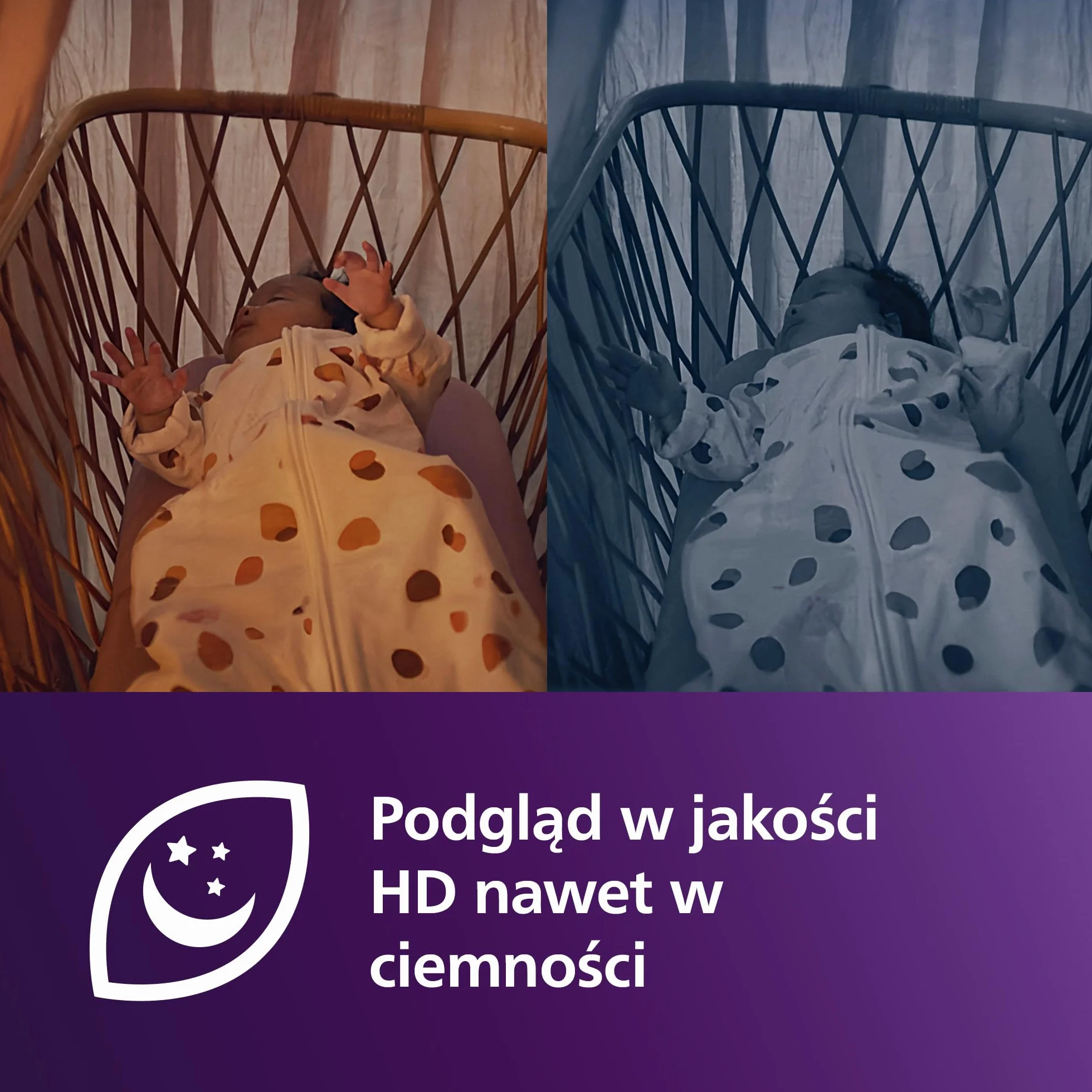Philips AVENT Elektroniczna niania z łącznością Wi-Fi, wysokiej jakości kamerą HD, funkcją noktowizora, dwukierunkowym dźwiękiem i czasem pracy ekranu 12 godzin w trybie Eco, SCD951/26