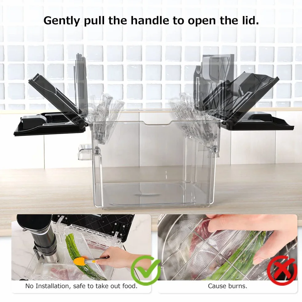 Pojemnik Sous Vide 11 L Kompletny Zestaw do Sous Vide z Pokrywą i Rackiem Trwały Akcesoria do Sous Vide Odporny na Wysokie Temperatury bez BPA Kompatybilny ze Różnych Marek Cyrkulatora Zanurzenie