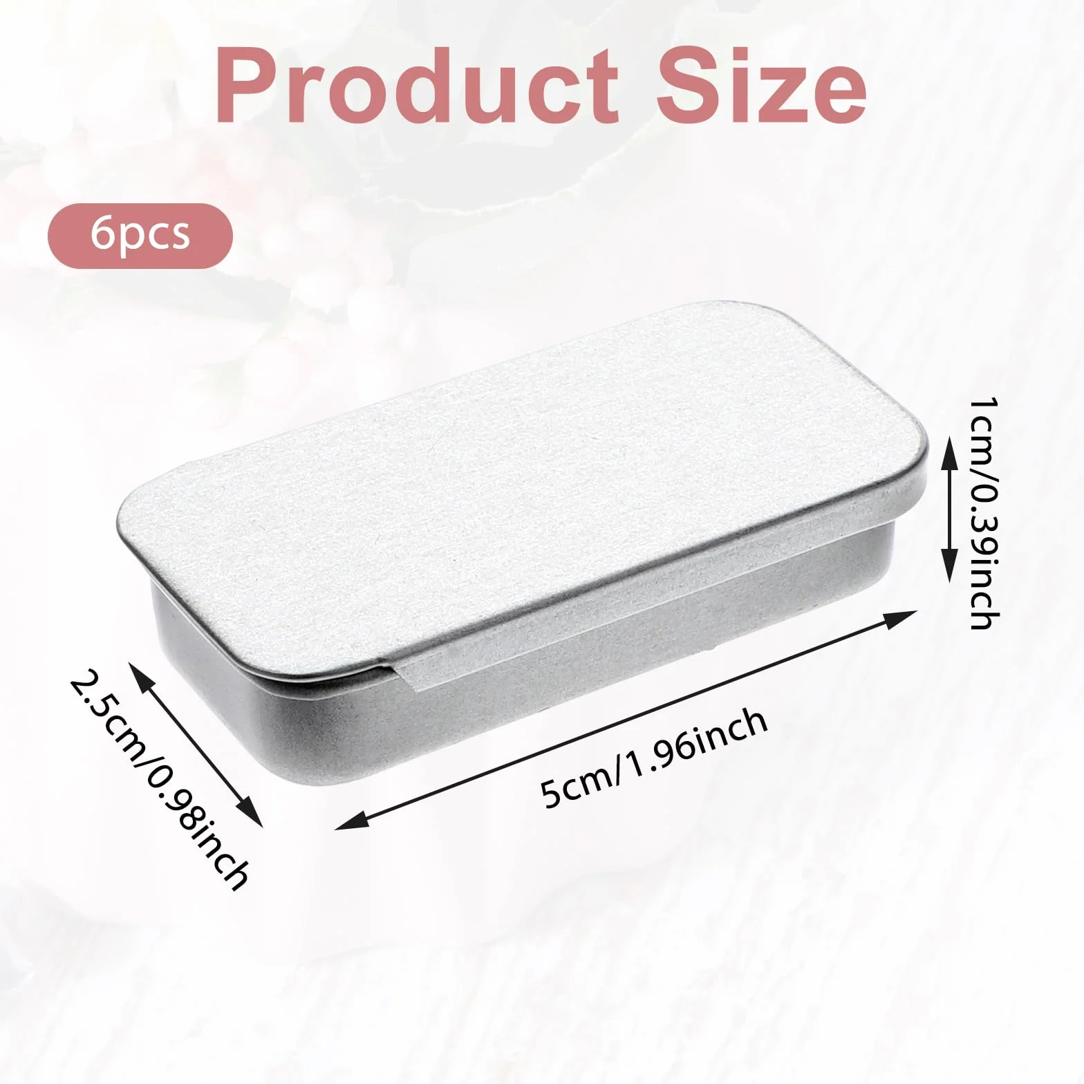 Prasacco - 6 sztuk małych metalowych puszek z przesuwaną pokrywką, stylowe, minimalistyczne, małe puszki, małe pudełko, na małe przedmioty, słodycze, biżuterię, tabletki (5 x 2,5 x 1 cm)