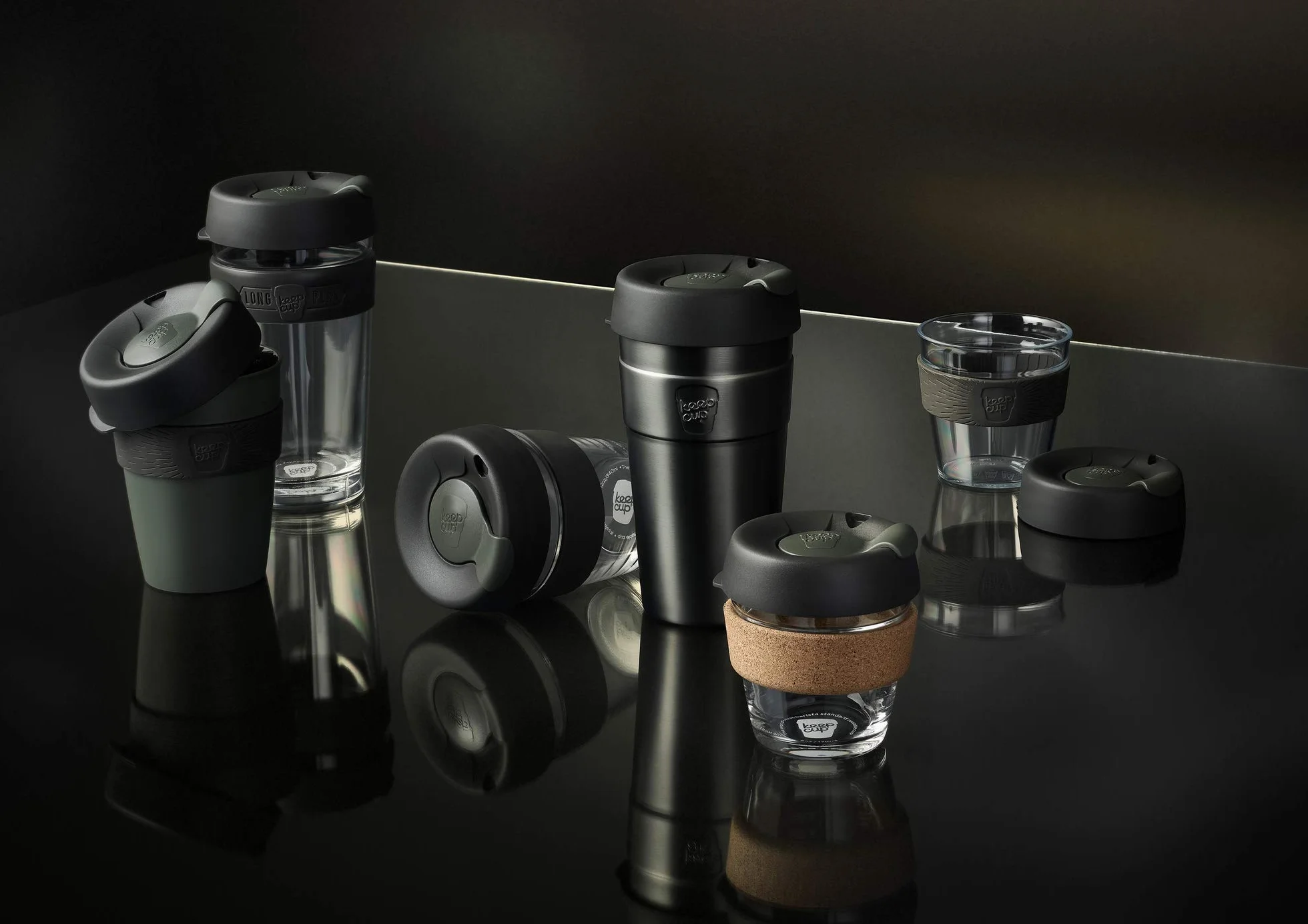 KeepCup Brew kubek do kawy wielokrotnego użytku szkło hartowane Sipper M 340 ml czarny