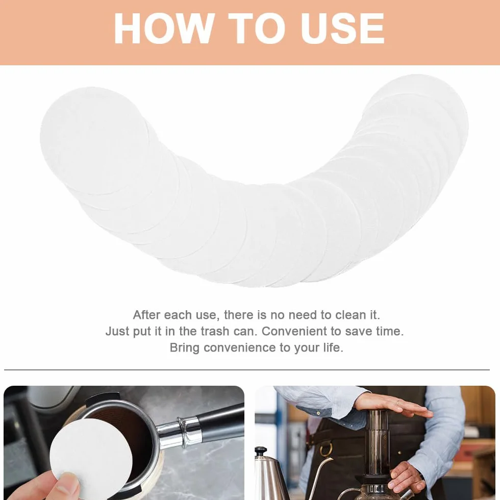 HOTUT Okrągły papierowy filtr do kawy, 400 sztuk 64 mm filtrów papierowych do espresso, Naturalny papier filtracyjny filtry papierowe do kawy, do Aeropress -Biały