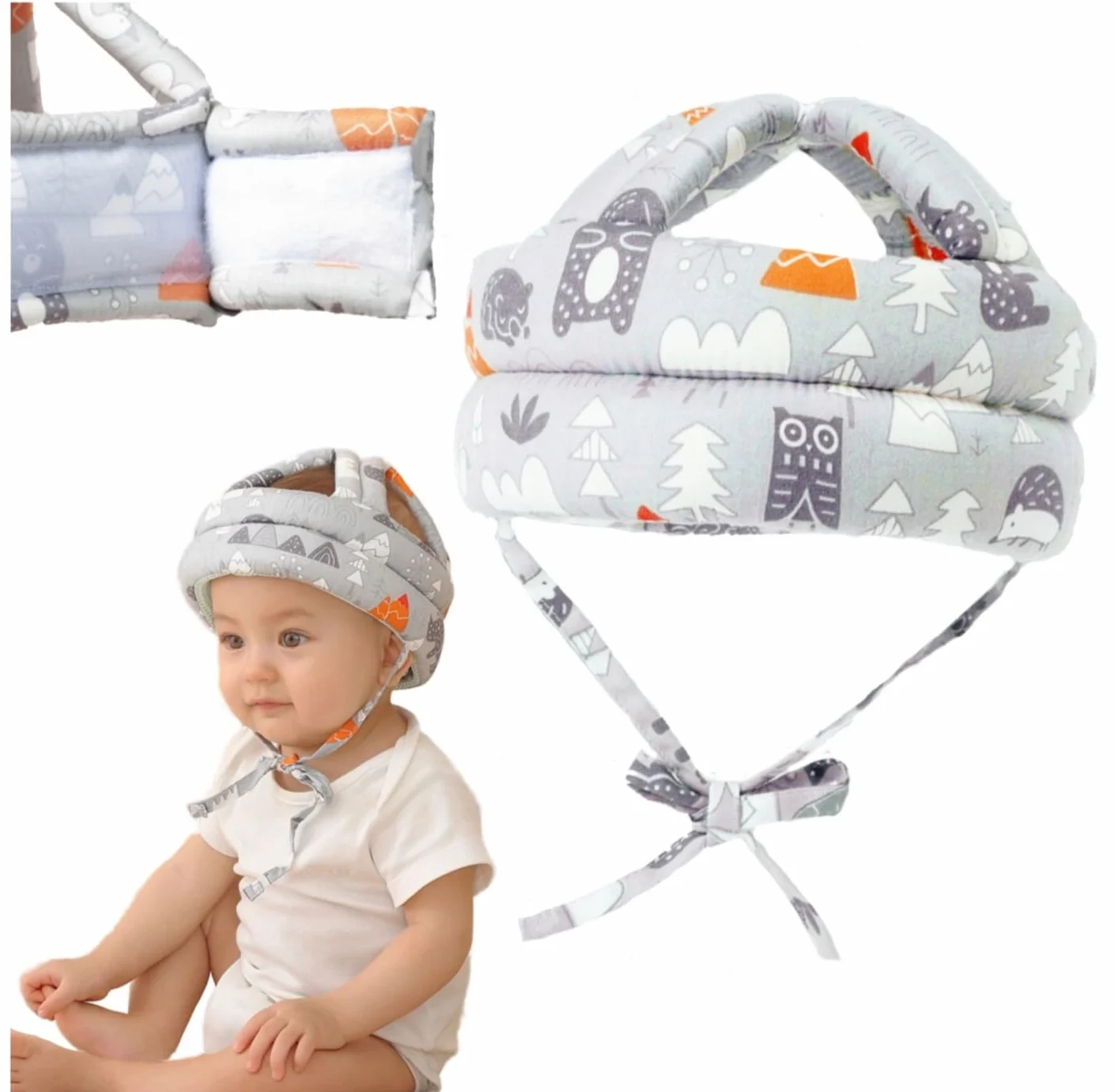 Kask ochronny dla dzieci do nauki chodzenia – regulowany, antywstrząsowy, miękki hełm dla niemowląt i maluchów 6–36m