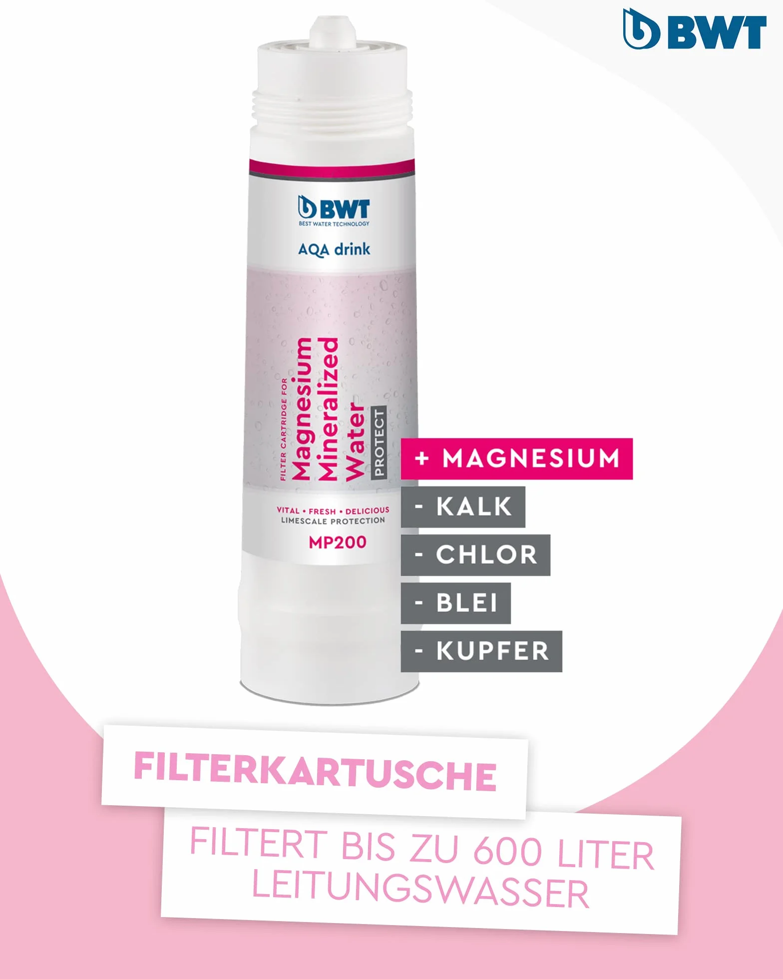 BWT Filtr do wody AQA Drink Pure Urban | 2-drożny kran z wylewką C i wkładem filtrującym magnezowym | filtr do wody pitnej | filtruje kamień, chlor, ołów i miedź