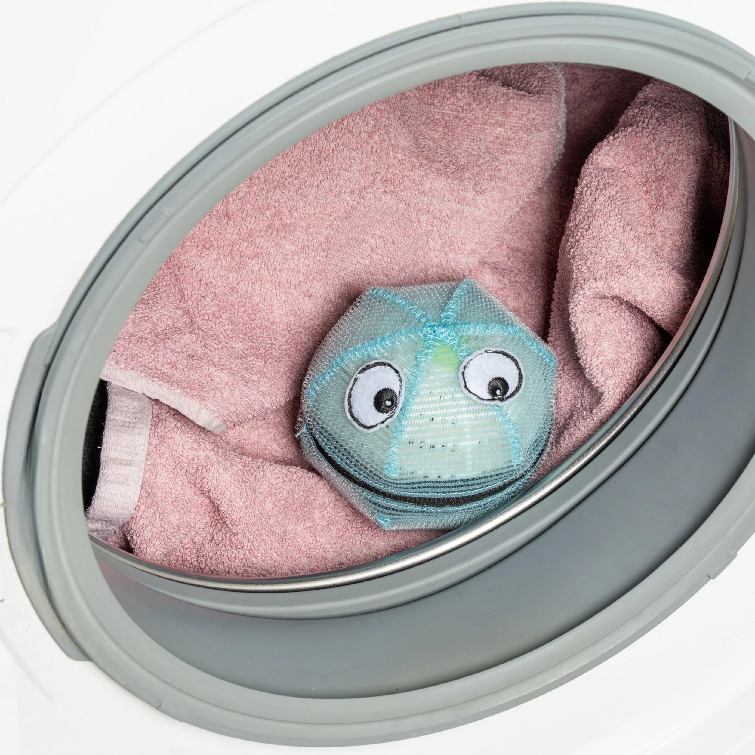 WASHMONSTER łapacz do włosów do pralki, suszarki do prania, 1 zestaw, niebieski, filtr do włosów zwierzęcych, ludzkich włosów, sito kłaczków, Ø 106 mm, piłka do prania z perłami do prania, kulka do