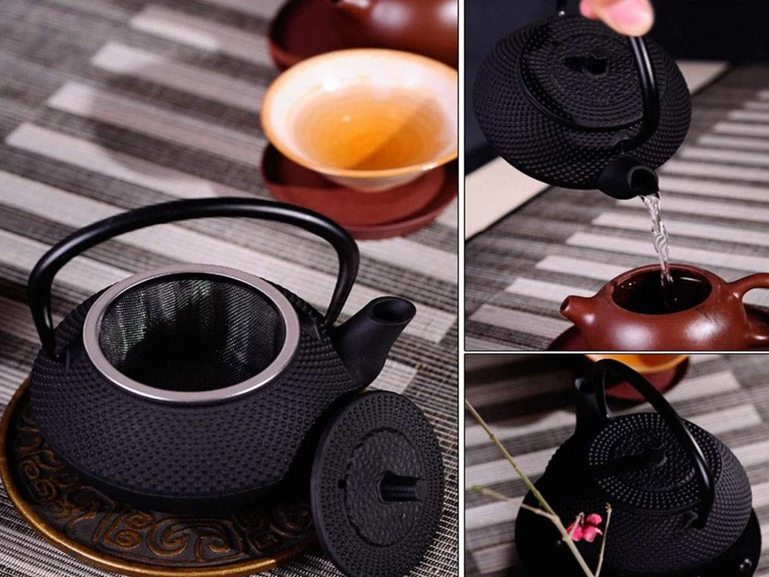 Najlepszy Japoński żelazny Czajniczek Z Infuser Do Luźnej Herbaty Liściowej I Teabagów, Tettubin Tea Czajnik Płyta Safe 0.3l(Color:Czarny)