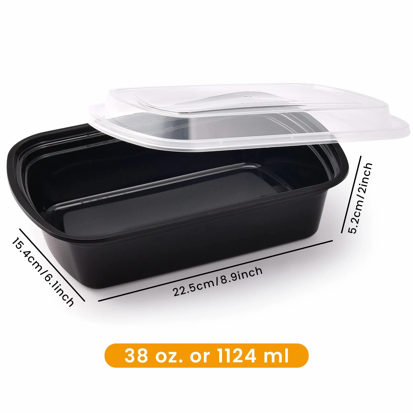 Kitch'nMore Plastikowe pojemniki do przygotowywania posiłków z pokrywkami, jednokomorowe pudełka na żywność z przezroczystymi, szczelnymi pokrywkami, kuchenka mikrofalowa, zamrażarka, nadaje się do zmywarki, zestaw pojemników do przechowywania bez BPA, 30