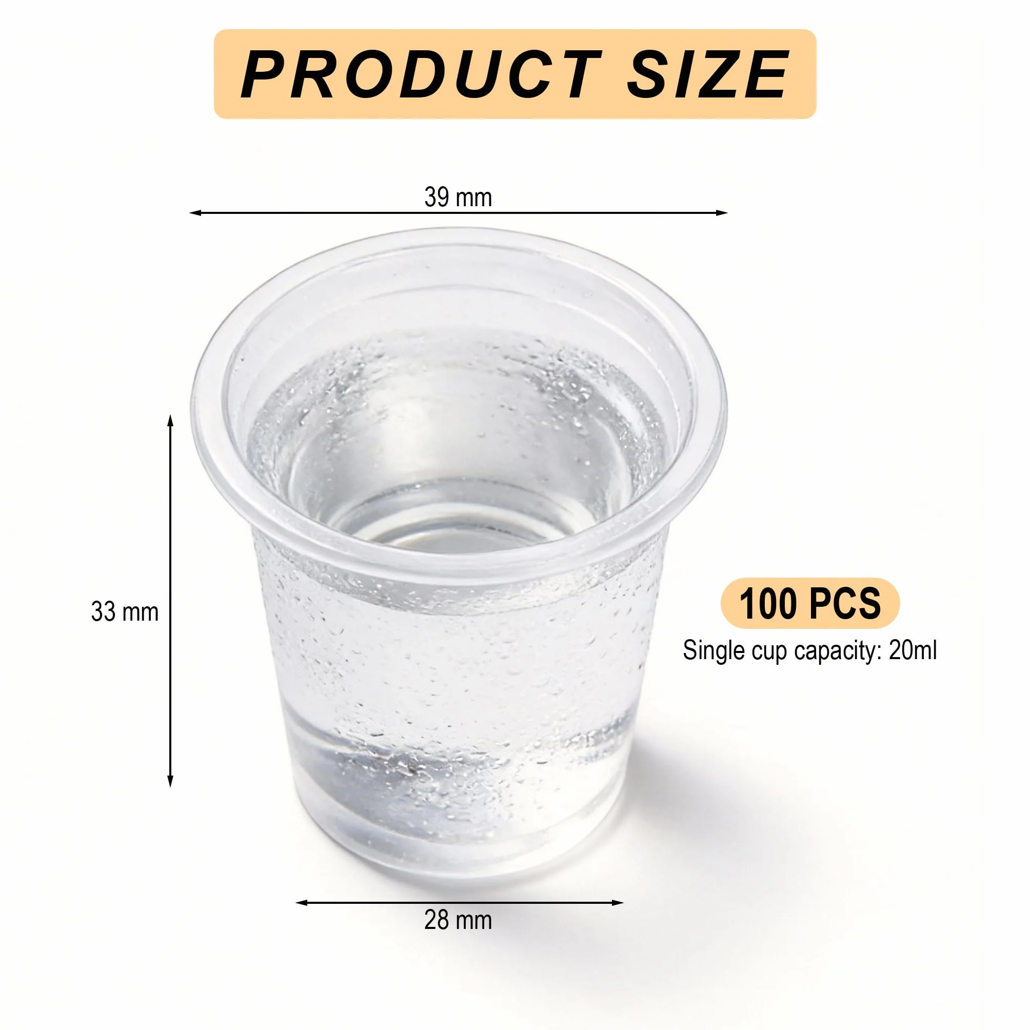 kieliszki plastikowe 2 cl/20 ml, 100 sztuk wielokrotnego użytku kieliszki plastikowe kubeczki, plastikowe kubki do picia, jednorazowe kieliszki do zdjęć na uroczystości i imprezy