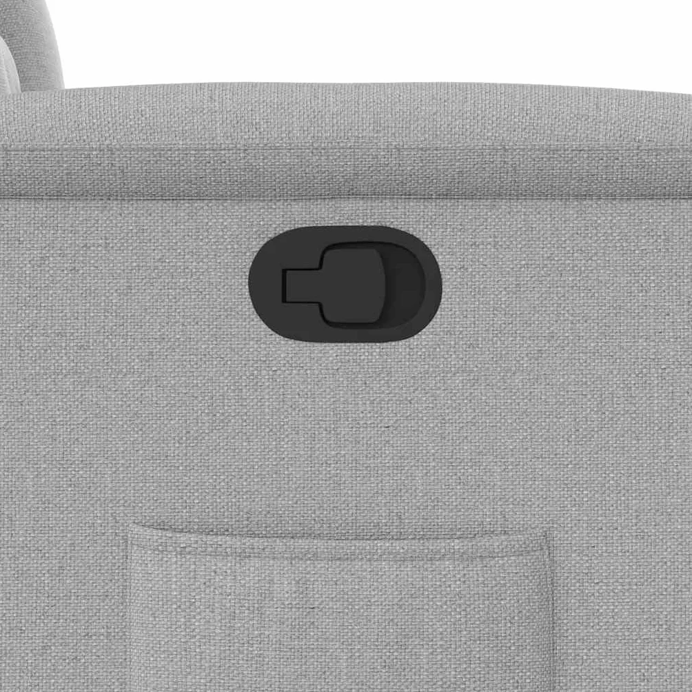 Fotel relaksacyjny w kolorze szarego materiału z ręczną funkcją leżenia, ergonomiczny, wygodny, z drewnianą ramą metalową, do salonu, biura, do czytania i wypoczynku