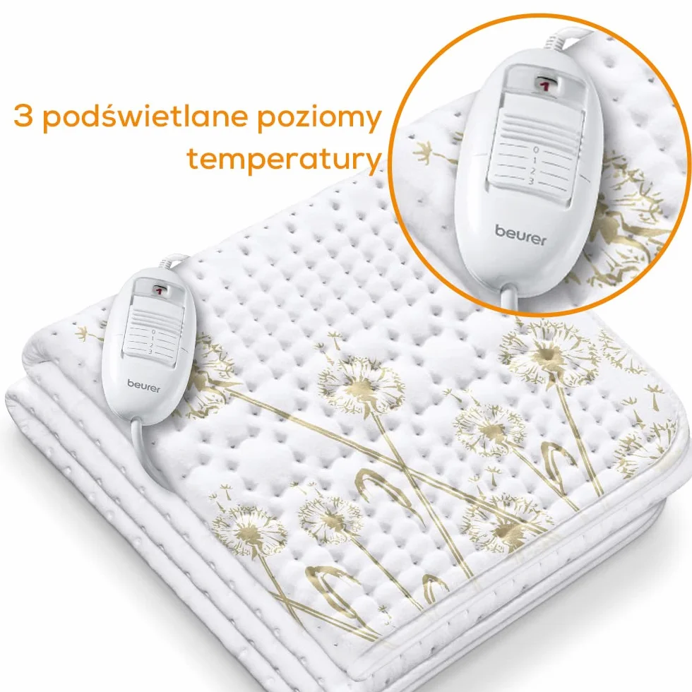 Beurer UB 33 podgrzewany koc podkładowy, z 3 ustawieniami temperatury i zabezpieczeniem przed przegrzaniem, 150 x 80 cm