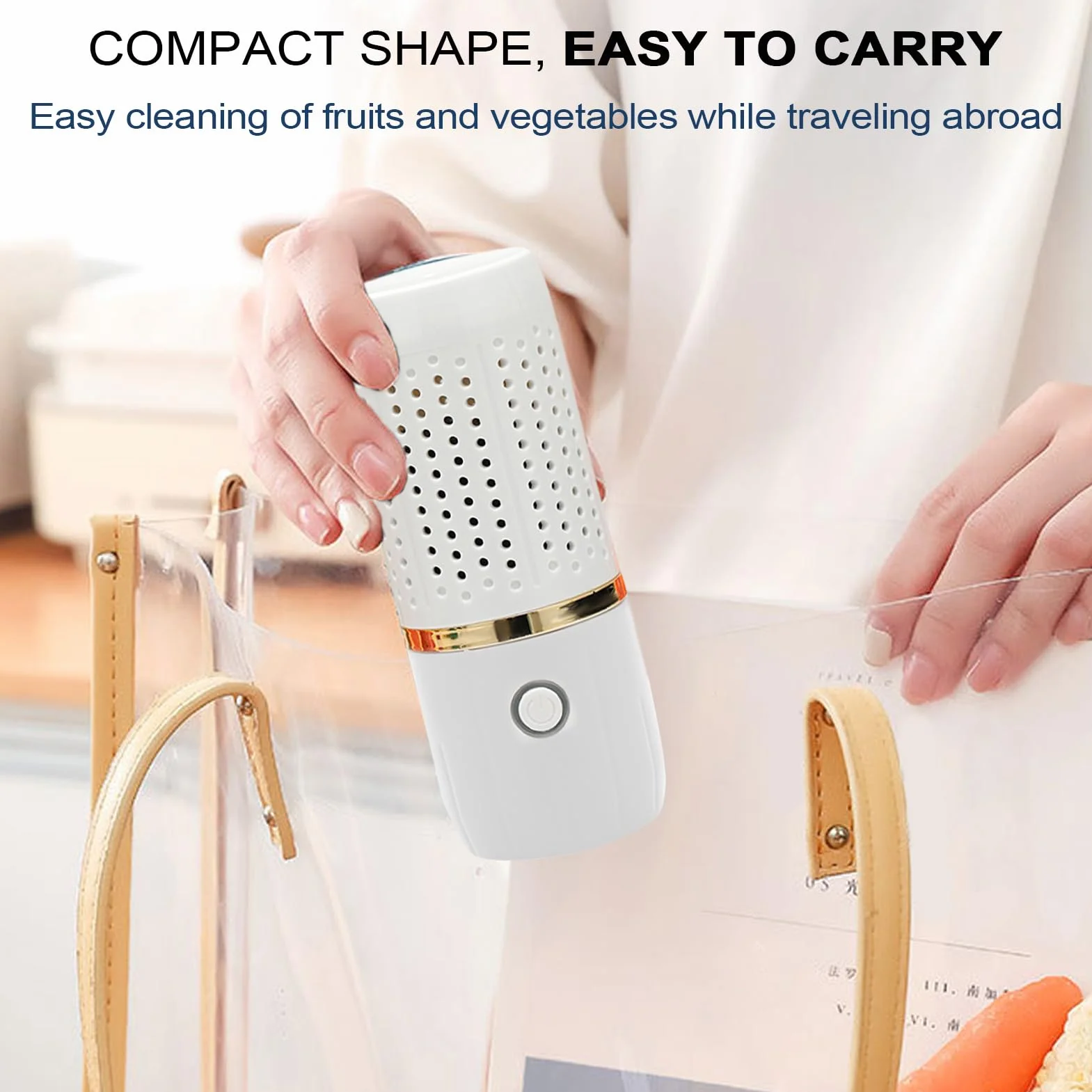 Fruit Washing Machine, USB Produce Cleaner, 3.86x3.86x6.1 Inches Cordless Food Purifier, Long Lasting Cleaning Device with Powerful Function for Cooking Kitchen Grain Preparation