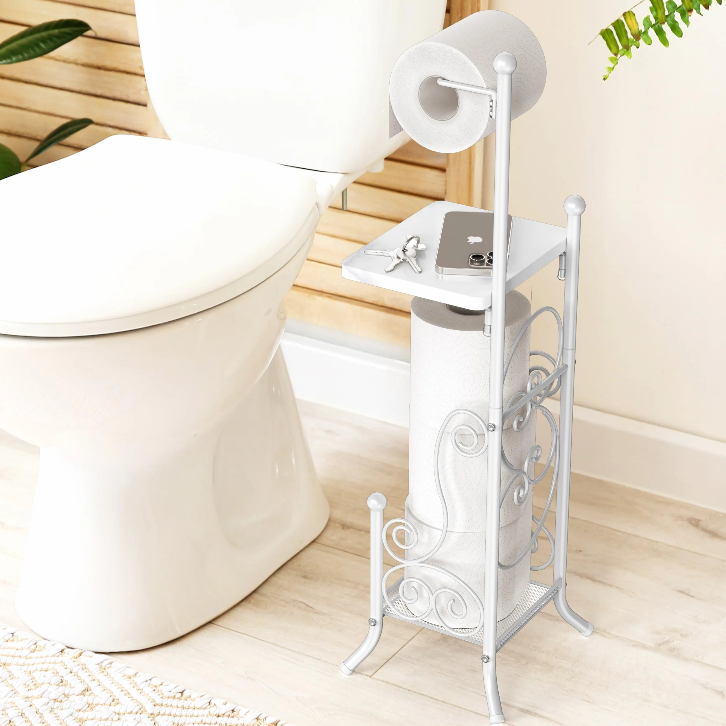 Simple Houseware Stojak na papier toaletowy w stylu angielskim, biały