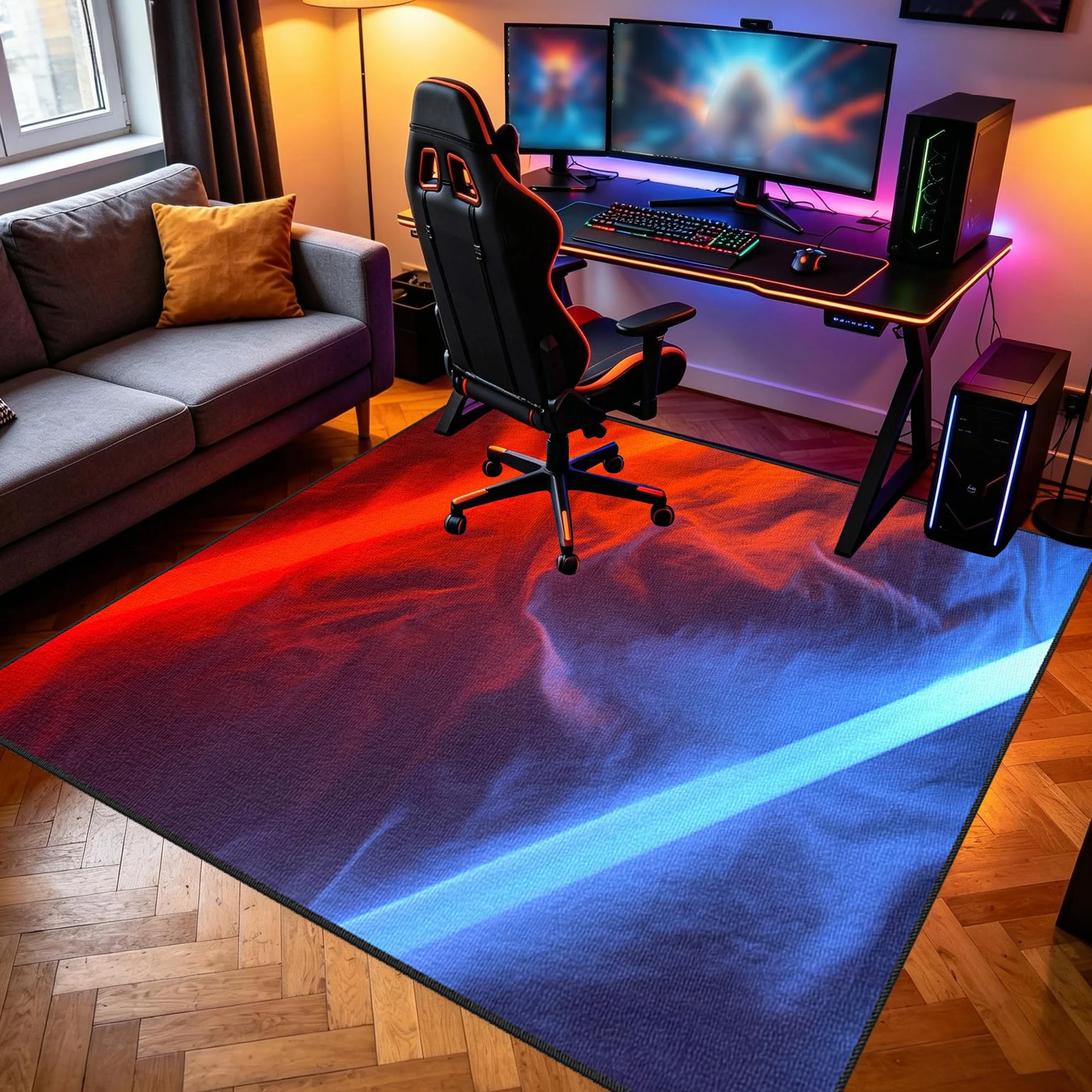 Dywanik dla graczy, antypoślizgowa mata podłogowa, 140 x 160 cm, mata ochronna na podłogę, do pokoju gamingowego, podkładka pod krzesło komputerowe, podkładka pod krzesło gamingowe