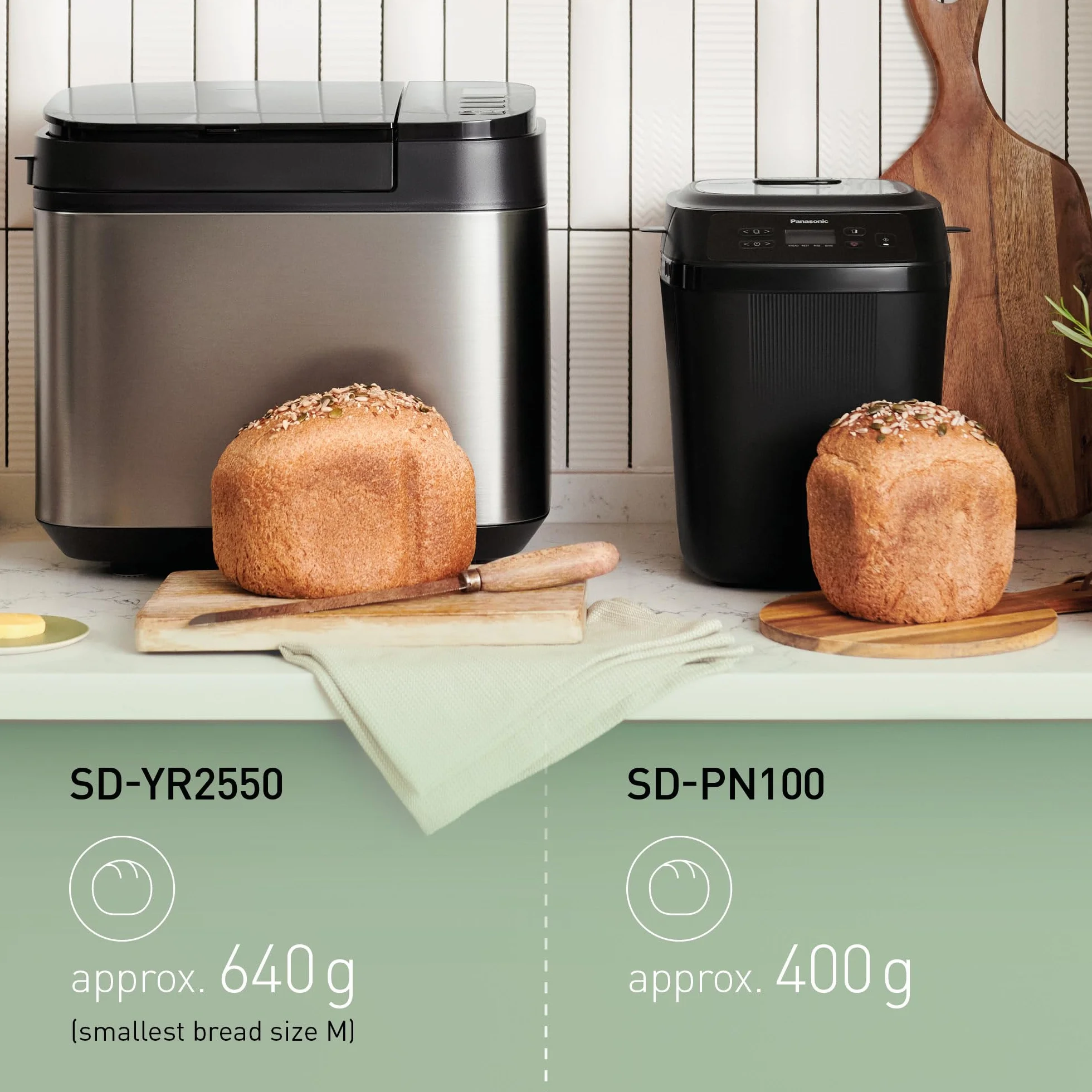 Panasonic SD-PN100KXE automatyczny mini automat do pieczenia chleba dla małych gospodarstw domowych, 4 programy bezglutenowe, kompaktowa konstrukcja, 18 automatycznych programów, wyświetlacz LCD,
