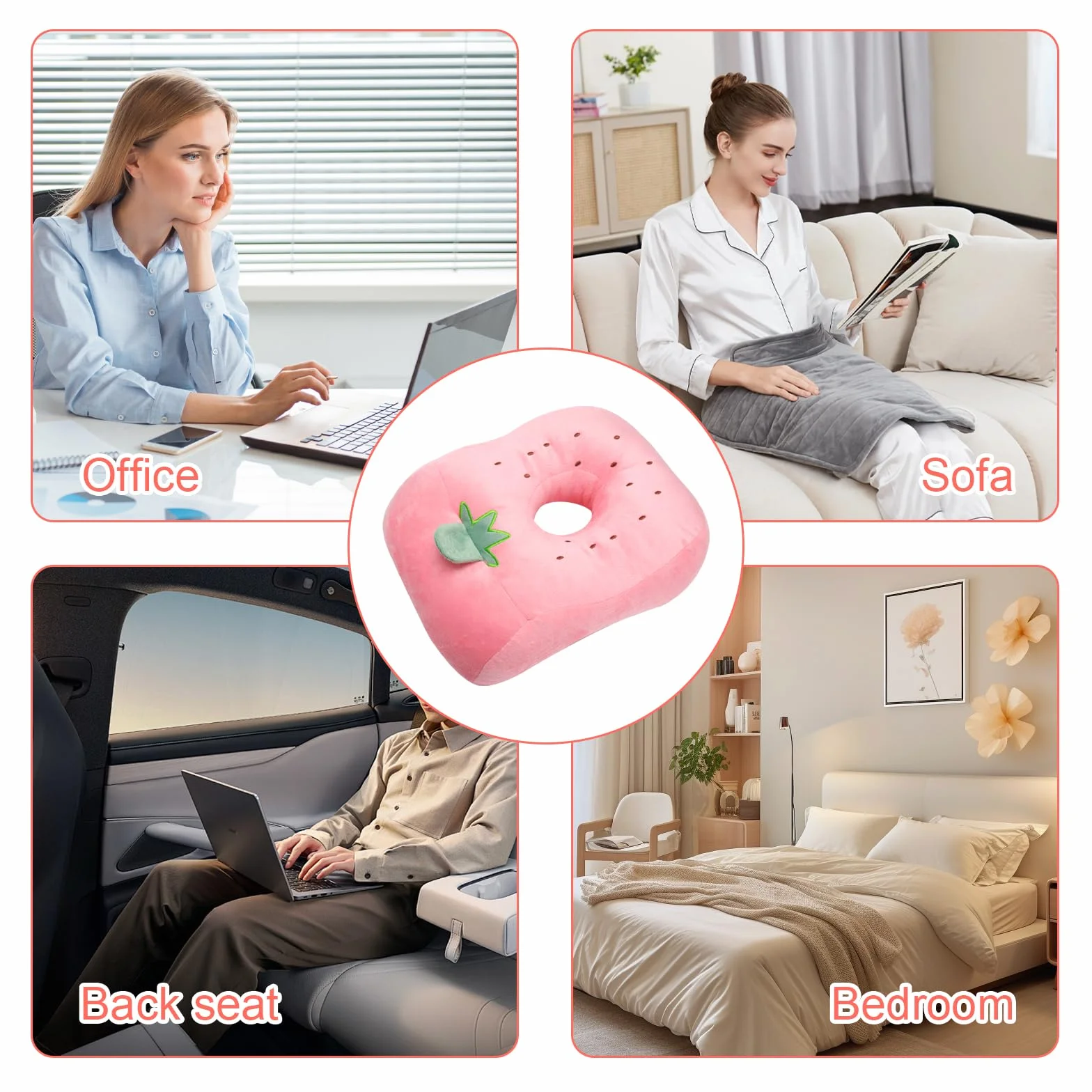Ergonomiczna poduszka do piercingu z otworem, różowa, dla osób śpiących na boku