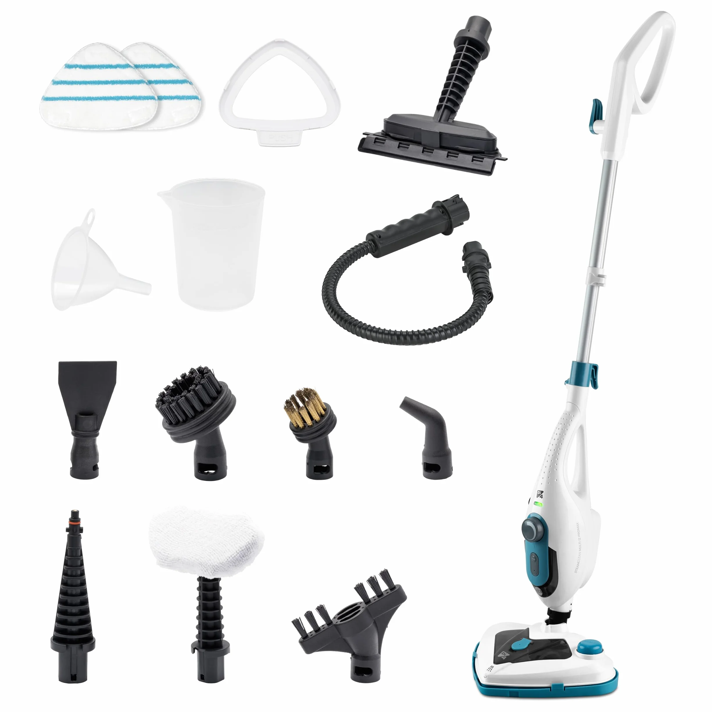 Di4 SteamClean Multi 12 ProMax, środek do czyszczenia par Für alles Multifunktions 12 w 1, środek do czyszczenia pary Boden 1500 W, Entfernt 99,9% der Viren und Bakterien, ECO Steam Mop bez