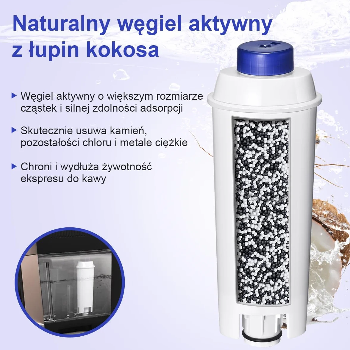 Filswa Filtr wody do ekspresu do kawy, zamiennik kompatybilny z serią Delonghi ECAM, Dinamica, Cappuccino System, Magnifica, ETAM Autentica i różnymi modelami Esam, (10)