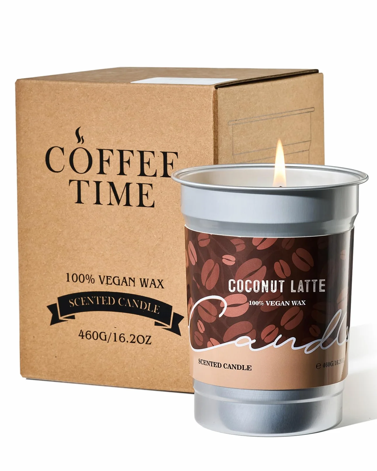 M&SENSE Świeca zapachowa z aromatem kawy 460g, zapach kokosowego latte, 99 godzin długotrwałego palenia, mocno pachnące świece, świeca z wosku sojowego do sypialni, kuchni, dekoracji domu, zimowe