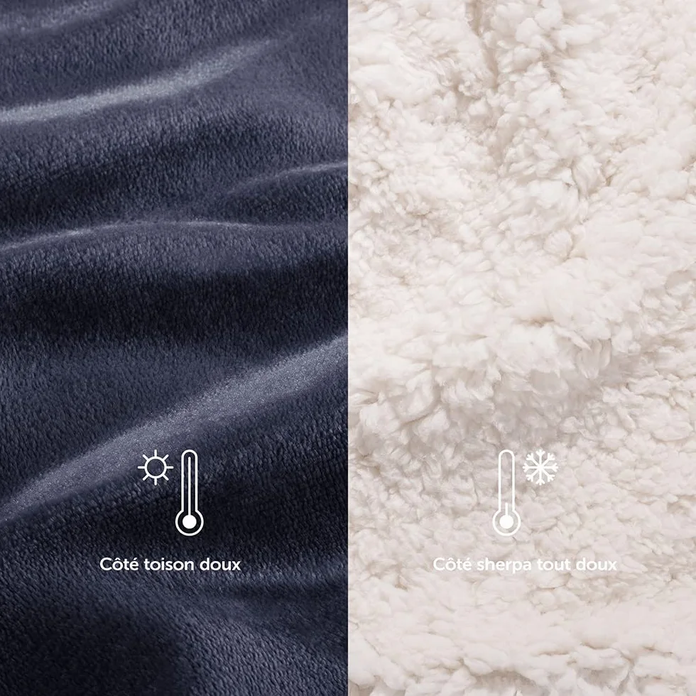 Blumtal Premium Sherpa Kuscheldecke miękka – Koc do mieszkania 150x200 cm – certyfikowany przez OEKO-TEX – koc w kolorze Dark Ocean-Niebieski