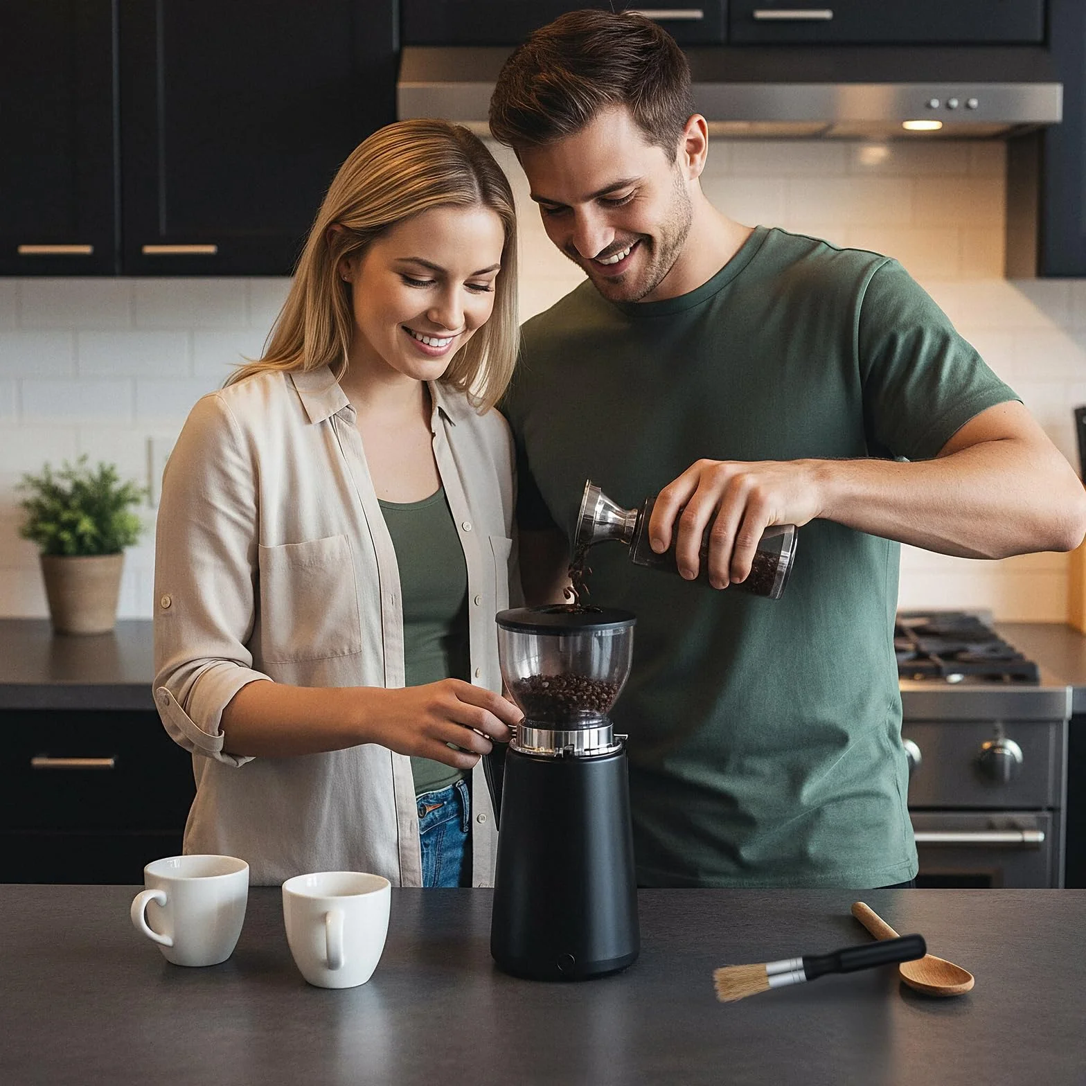 Pędzel Barista, 2 sztuki Pędzel czyszczący Pędzel do kawy, wegański pędzel do kawy Pędzel czyszczący do mielenia kawy Ekspres do espresso Akcesoria Barista Szczotka kuchenna