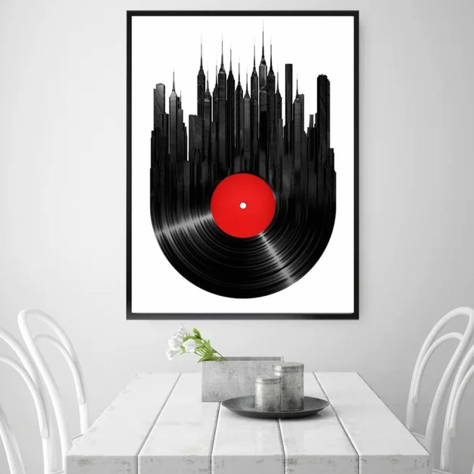 ZHAOLIN Nordyckie klasyczne płyty winylowe CD sztuka ścienna muzyka plakat obraz na płótnie druk nowoczesny minimalistyczny salon wystrój domu 60 x 90 cm (24 x 35 cali) x 3 bez ramy