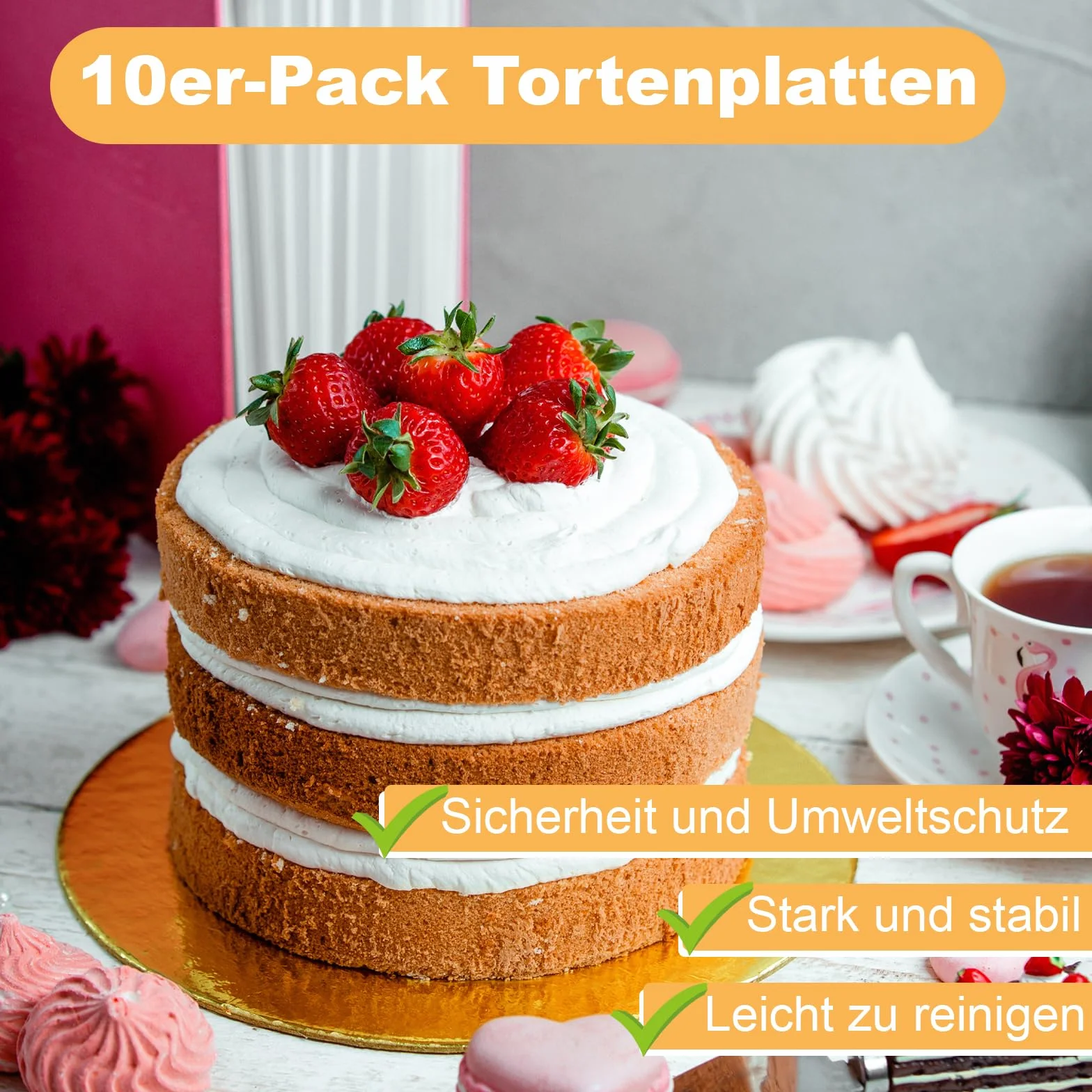 10 sztuk paterek na tort 2 mm, kartonowe podkładki wielokrotnego użytku, powlekane, dwustronne zastosowanie, do transportu ciast i tortów (srebrne i złote)