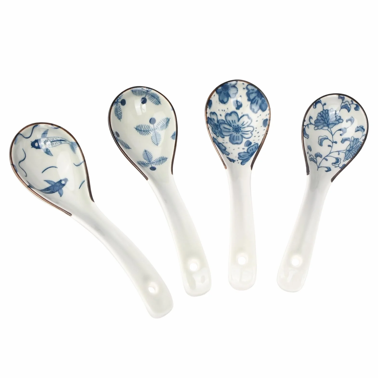 Chińskie łyżki do zupy, ceramiczne łyżki do zupy, japoński styl, zestaw łyżek do ramenu, porcelanowe łyżki, ceramiczne łyżki retro, azjatycka zastawa stołowa do ramenu, ryżu, wonton, pho, pierogów