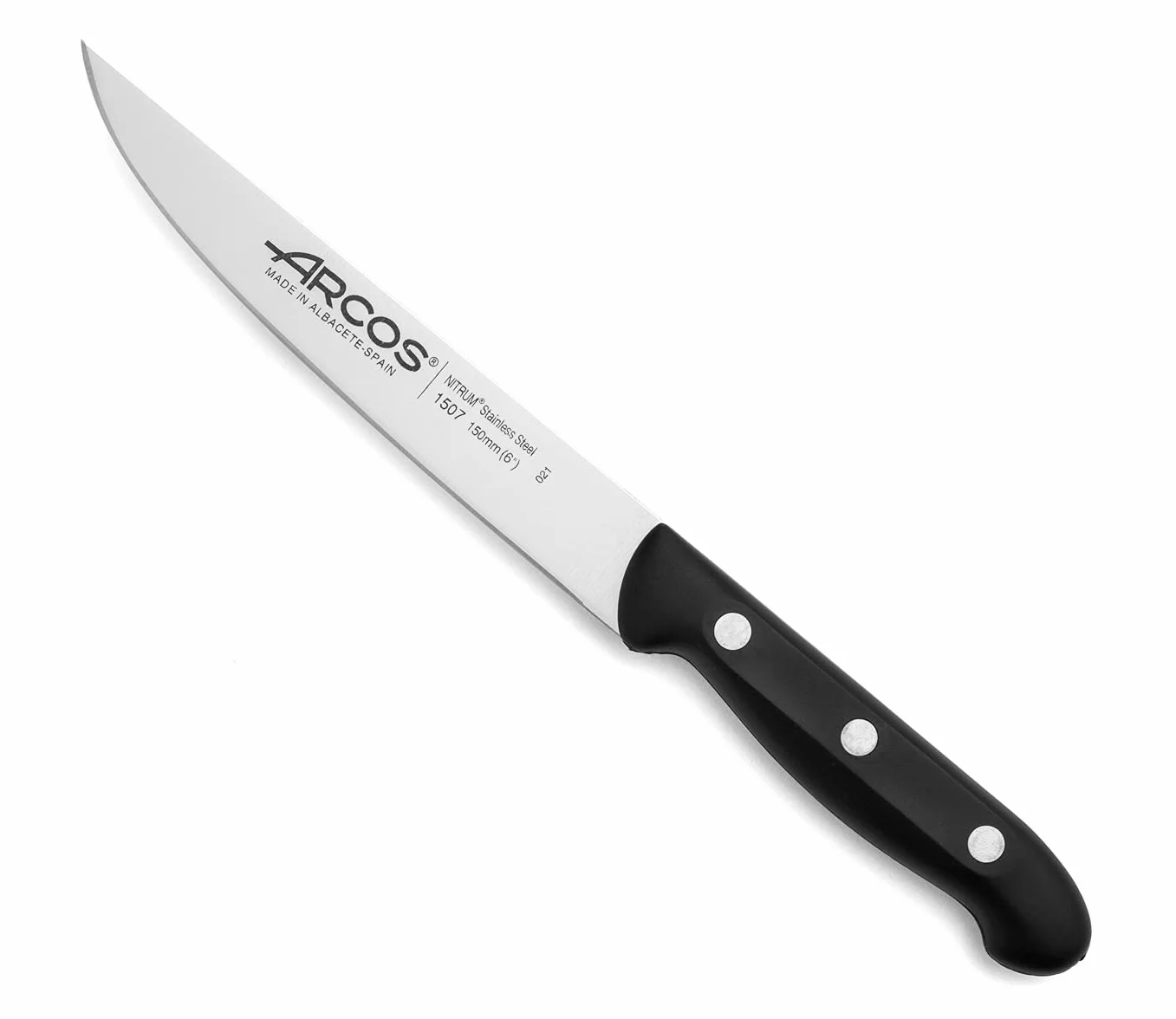 ARCOS Noże kuchenne Paring i ze stali. Kuchenny do obierania owoców i warzyw. Ergonomiczna rękojeść z i ostrze o długości 150 mm. Seria Maitre. Kolor czarny.
