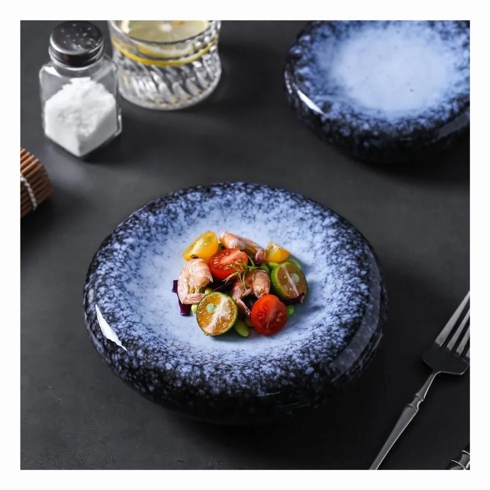 Talerze obiadowe, ceramiczny talerz do steków, wzór z bruku, danie deserowe sushi, zastawa stołowa do restauracji, elegancka zastawa stołowa do serwowania, idealna do użytku domowego lub