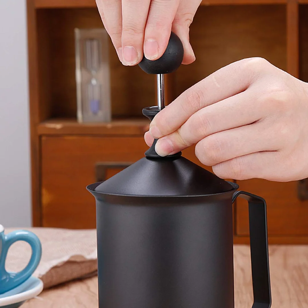 Ręczna pompka do spieniania mleka, 400 ml, ręczna maszyna do spieniania mleka, stal nierdzewna do cappuccino i kawy latte