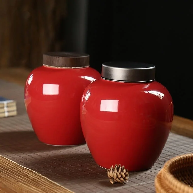 XYNSNDB Pojemnik na herbatę Osłona ze stopu Duża ceramiczna puszka na herbatę Puszki do przechowywania czarnej i zielonej herbaty Zestaw do herbaty Kung Fu Akcesoria Ceramiczny pojemnik na kawę i