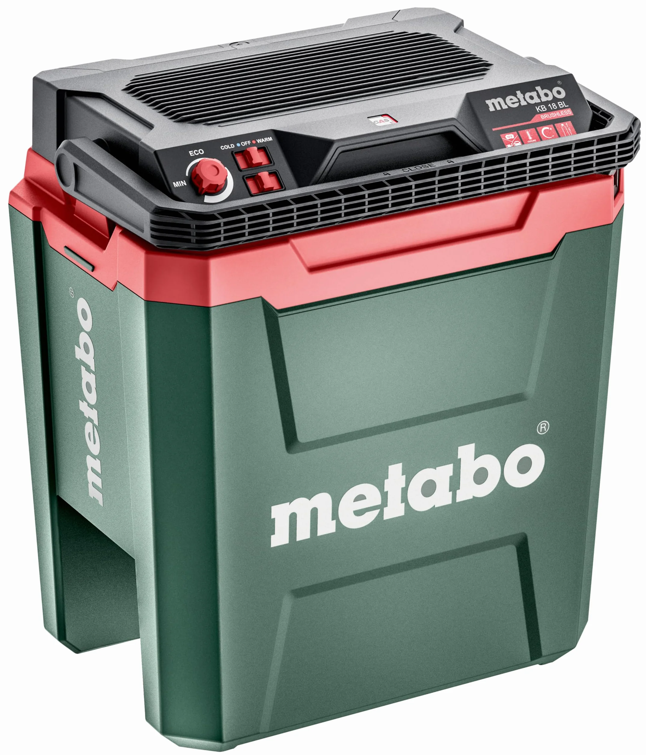 Metabo akumulatorowa lodówka KB 18 BL – 600791850 – 18 V – Zamykana lodówka z funkcją podgrzewania – Z otwieraczem do butelek i silnikiem bezszczotkowym – Bez akumulatora i ładowarki