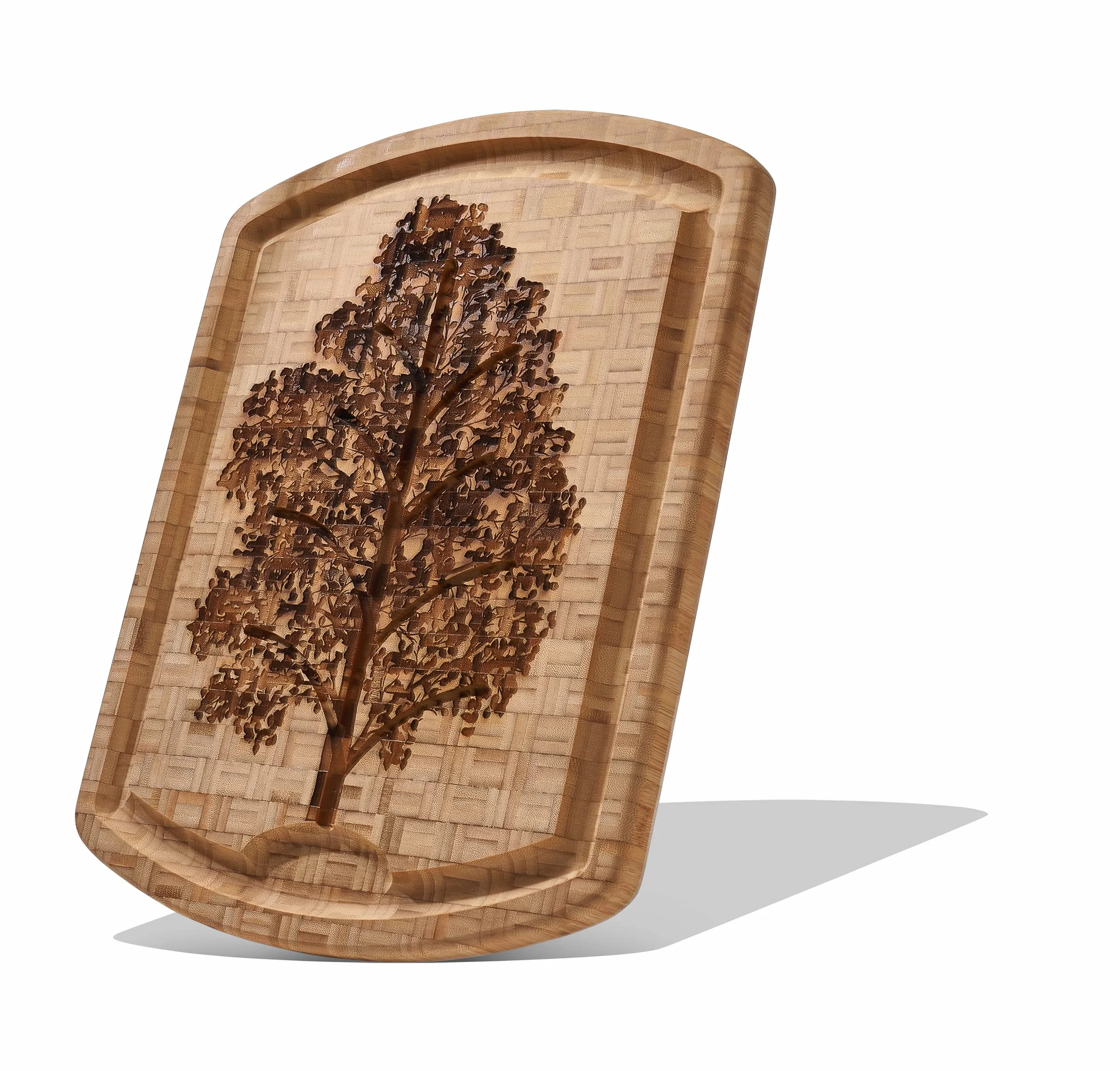 Totally Bamboo Deska do krojenia i rzeźbienia ze stałymi rowkami drzewa genealogicznego do opróżniania, 100% bambus
