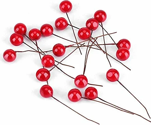 Yosoo 100 sztuk sztuczna czerwona wiśnia bożonarodzeniowa dekoracja wiszące ozdoby Holly Berry Festiwal świąteczny sztuczny owoc dekoracja DIY