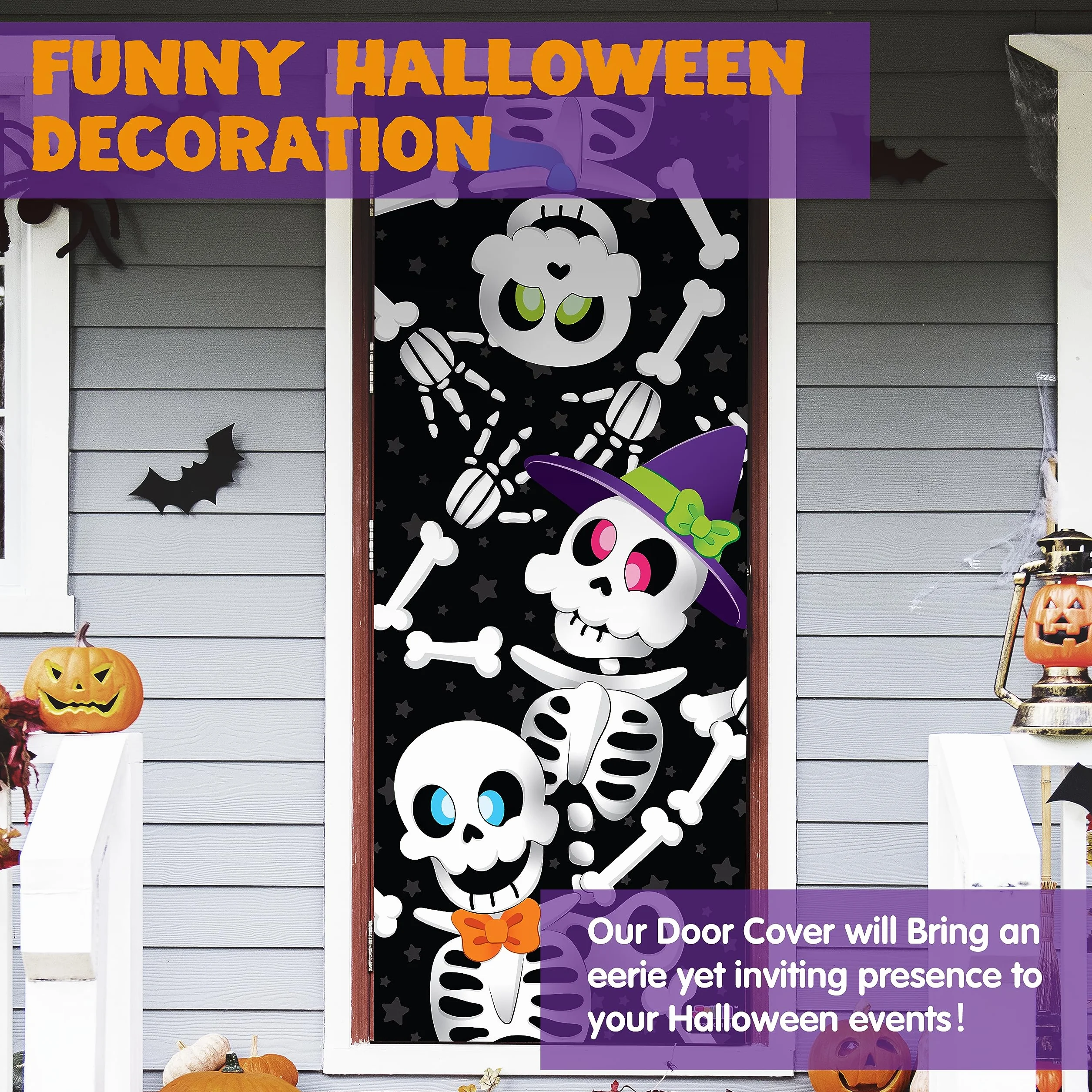 JOYIN 76 cm x 183 cm osłona na drzwi, szkielet, dekoracje halloweenowe, wewnątrz, dekoracja domu, naklejki na imprezy artykuły imprezowe upominki do garażu, okna, osłona ścienna urocza