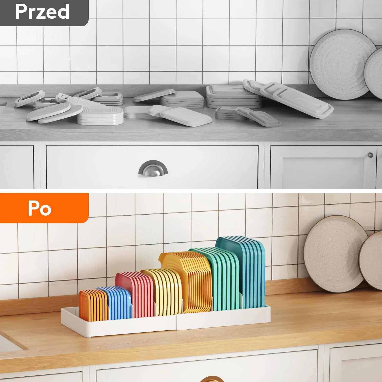 Lifewit Pokrywa Garnka Świeże Pudełko do Przechowywania, Pudełko na Lunch Pokrywa Organizer Kuchenny Uchwyt Szuflada, Teleskopowa 34-62cm