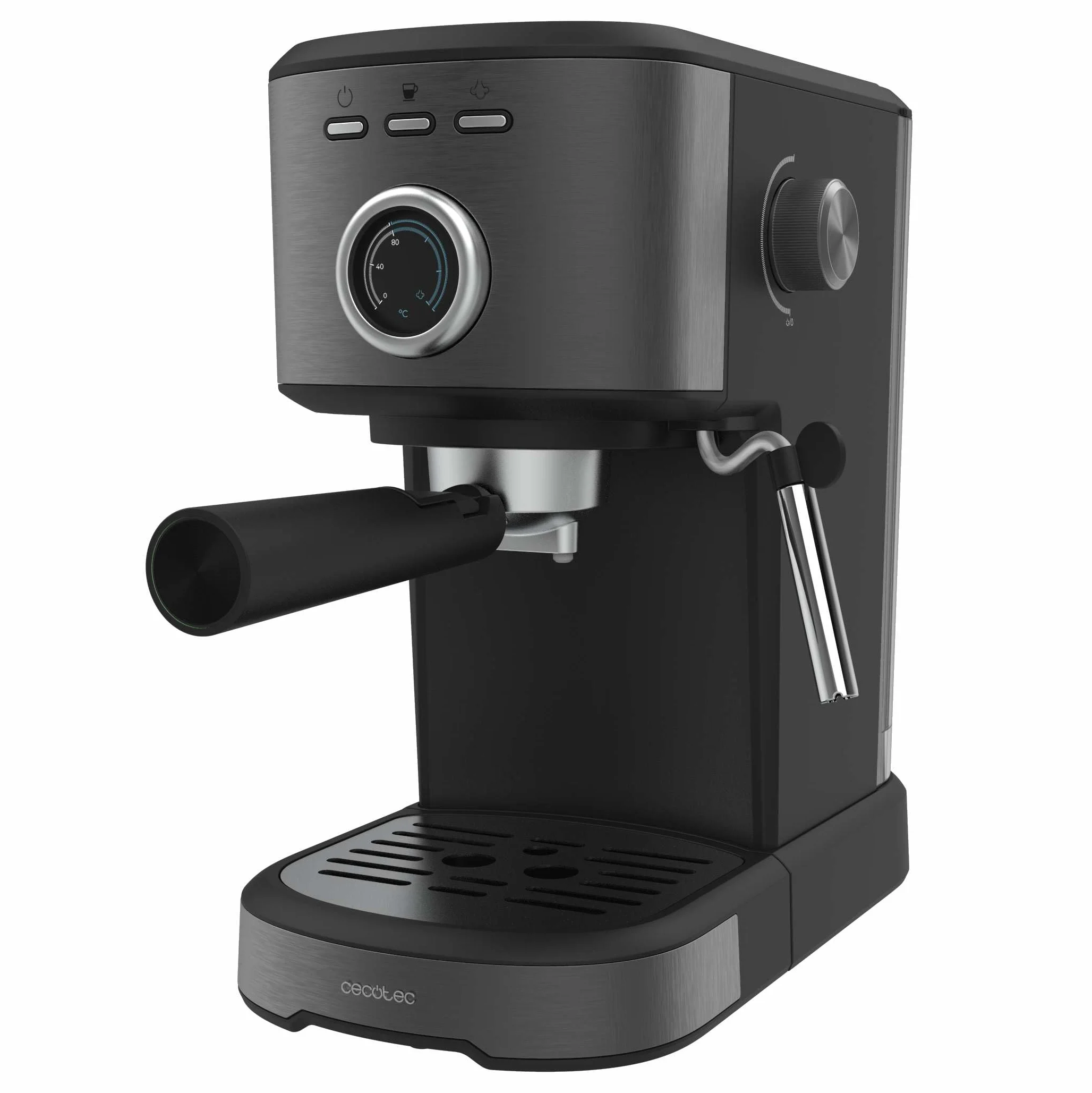 Cecotec Ekspres do kawy Power Espresso 20 Pecan Steel. Cyfrowy ekspres do kawy z 20 barami i obrotową parą.