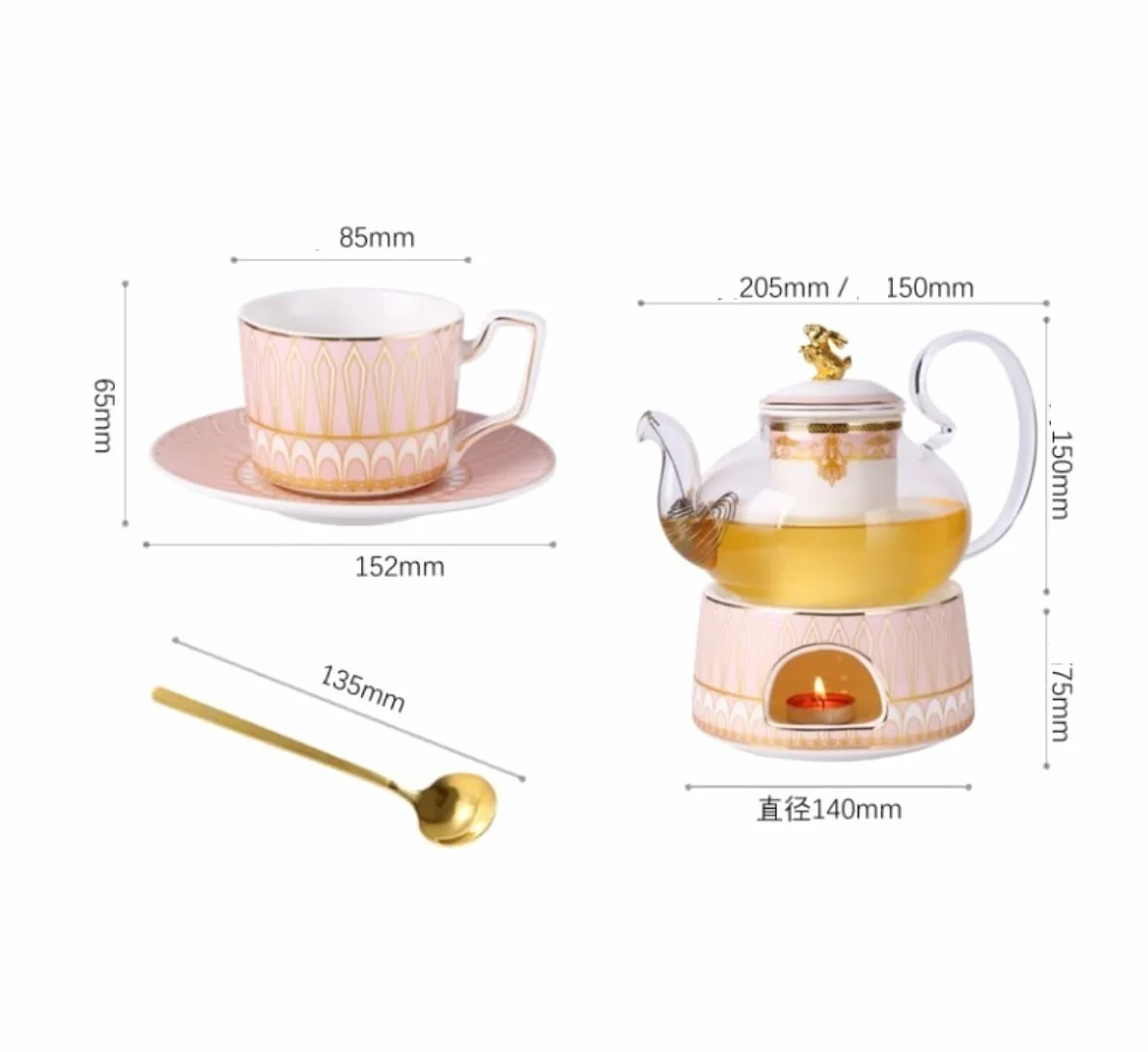 Zestaw Do Herbaty Ceramiczne Zestawy Do Herbaty Zestaw Filiżanek Kawy Z Podgrzewacz Świec Szklany Imbryk Kwitnący Luźny Liść Czajniki Dla 4 Osób Akcesoria Kuchenne