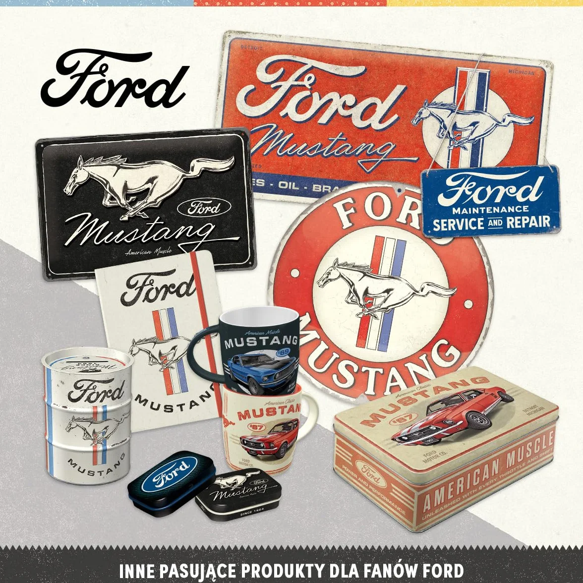 Nostalgic-Art Retro kubek ceramiczny 330 ml Ford Mustang Horse & Stripes Logo Pomysł na prezent dla miłośników Forda