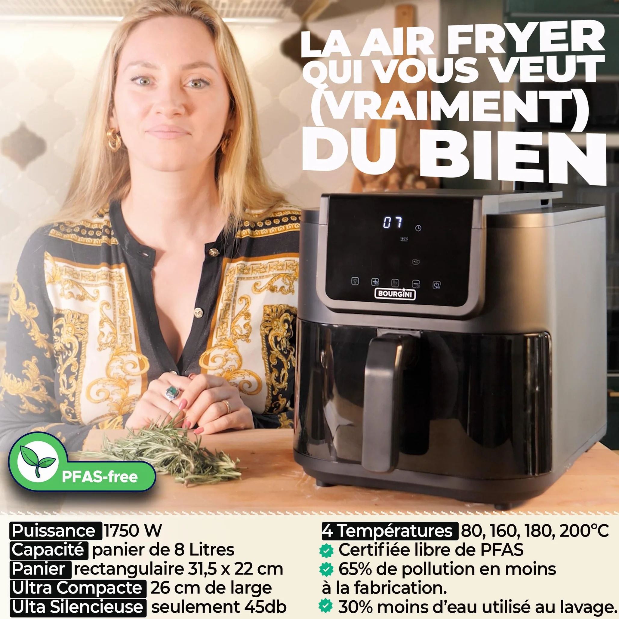 Bourgini Airfryer XXL – pojemność 8 litrów