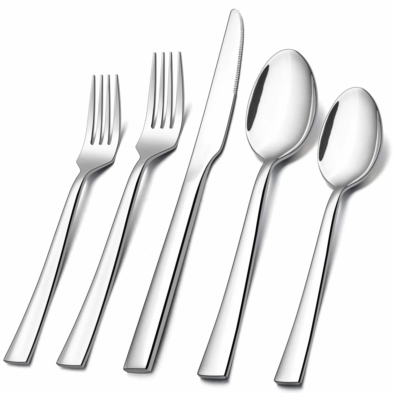 WERPOWER 60-częściowy zestaw srebrnych naczyń, zestaw naczyń ze stali nierdzewnej E-Far dla 12 sztuk, zestaw sztućców do domowej restauracji.