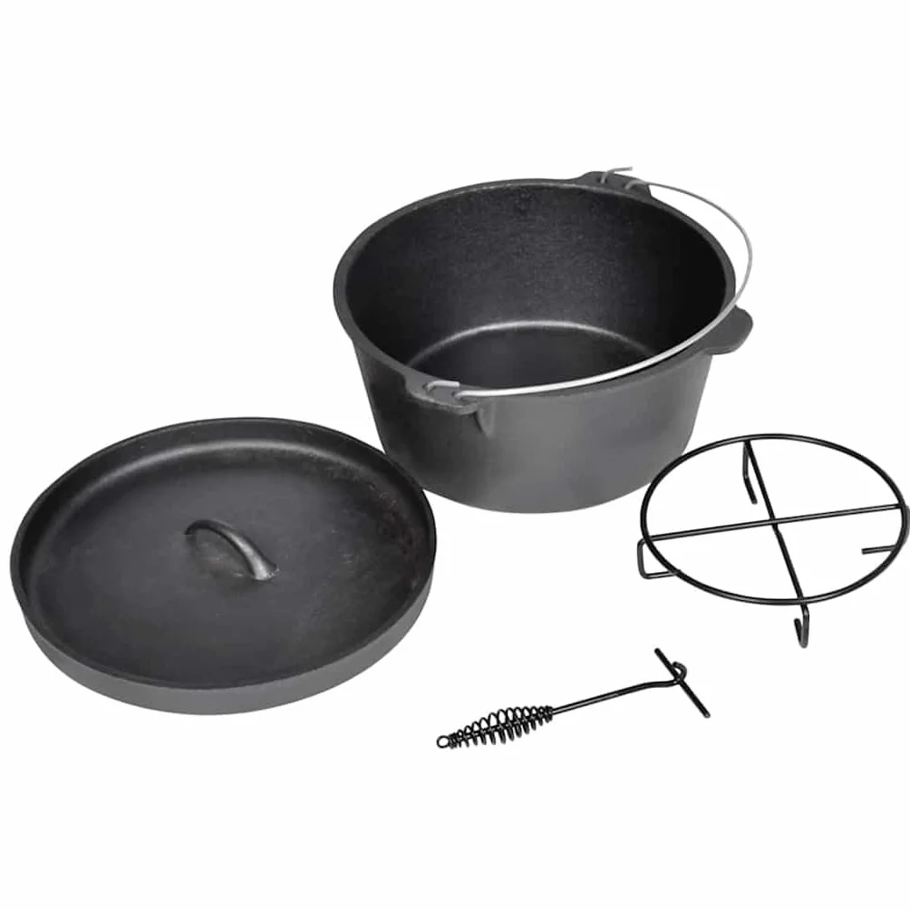 Garnek Dutch Oven żeliwny garnek do duszenia 8,8 l z pokrywką i uchwytem i torbą do przenoszenia potraw z mięsa, warzyw, gotowania i smażenia w piekarniku, kuchence gazowej