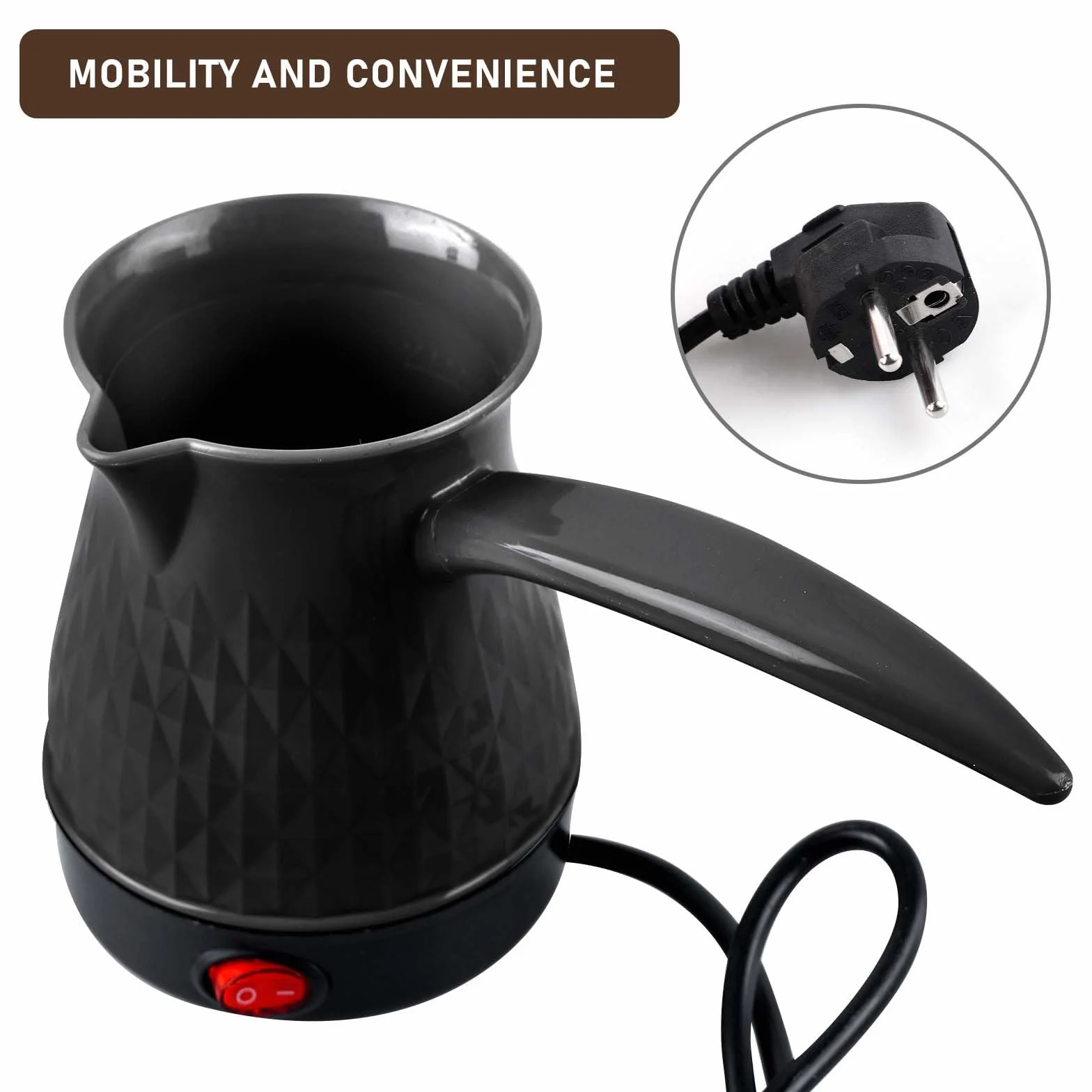 Elektryczny dzbanek do kawy, 500 ml, 600 W, elektryczny dzbanek do kawy, nadaje się do prania, elektryczny turecki dzbanek do kawy do domu, biura, mocca i herbaty