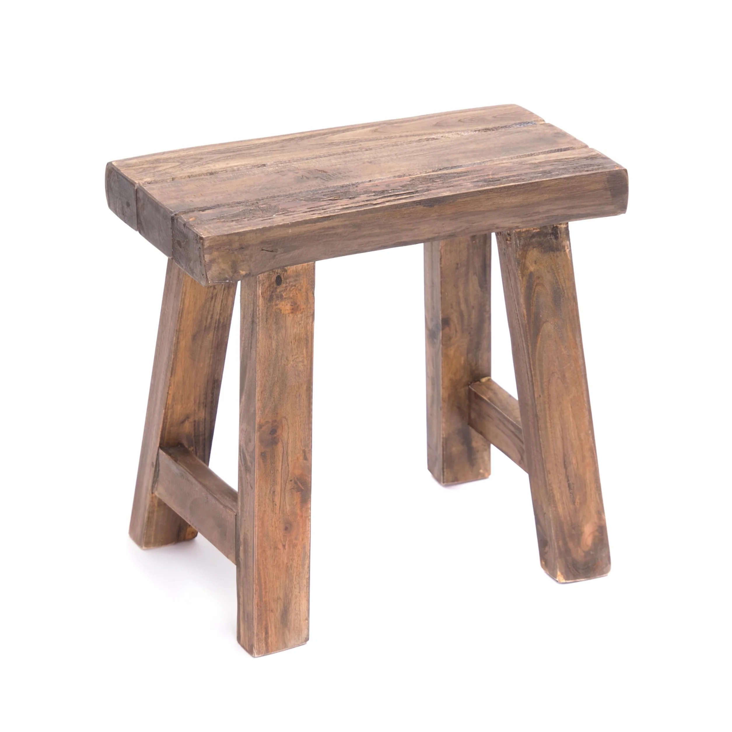 DESIGN DELIGHTS Rustykalny stołek z drewna tekowego | Brązowy | Dla roślin pomocniczych | Drewno