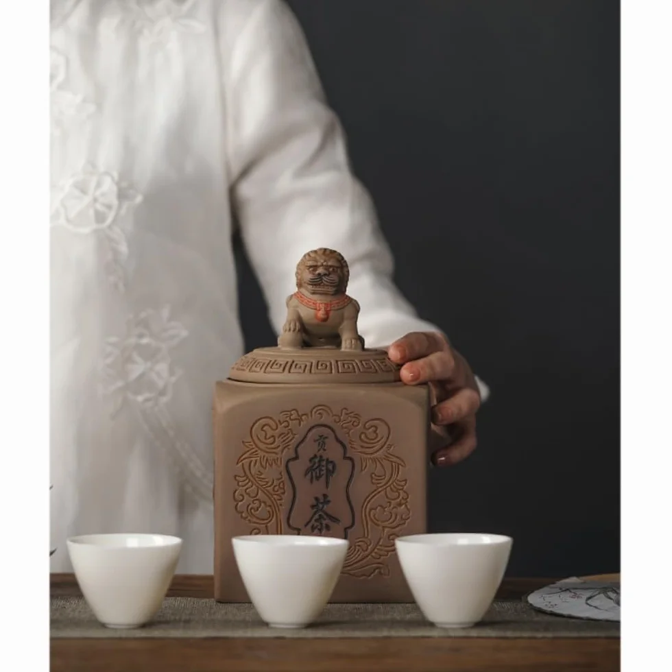 Pojemniki na herbatę i przechowywanie, ceramiczny pojemnik do przechowywania herbaty, słoik z grubej ceramiki, czarna herbata, szczelny słoik (A)